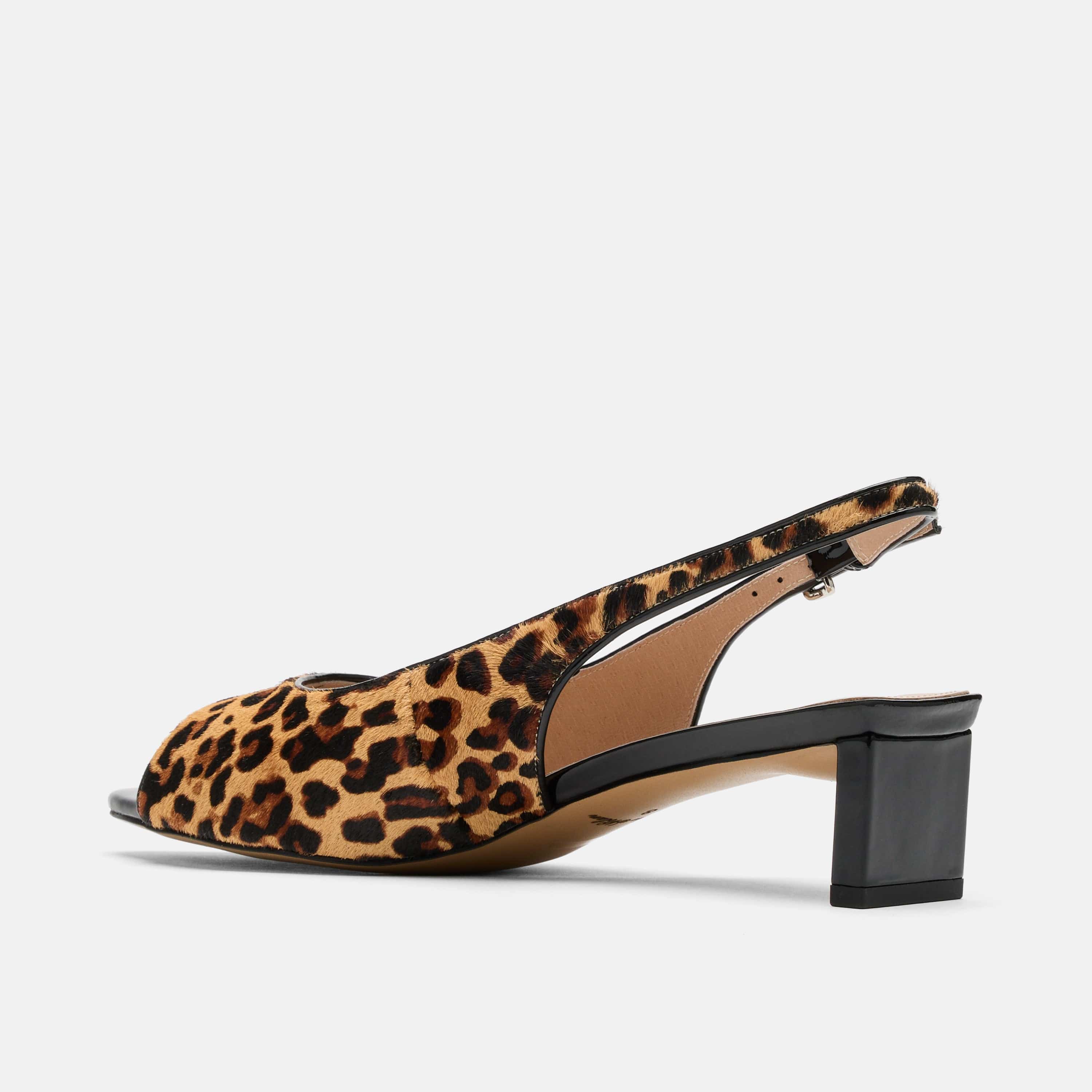 Carmen Leopard Suede Slingback Peep Toe Heels