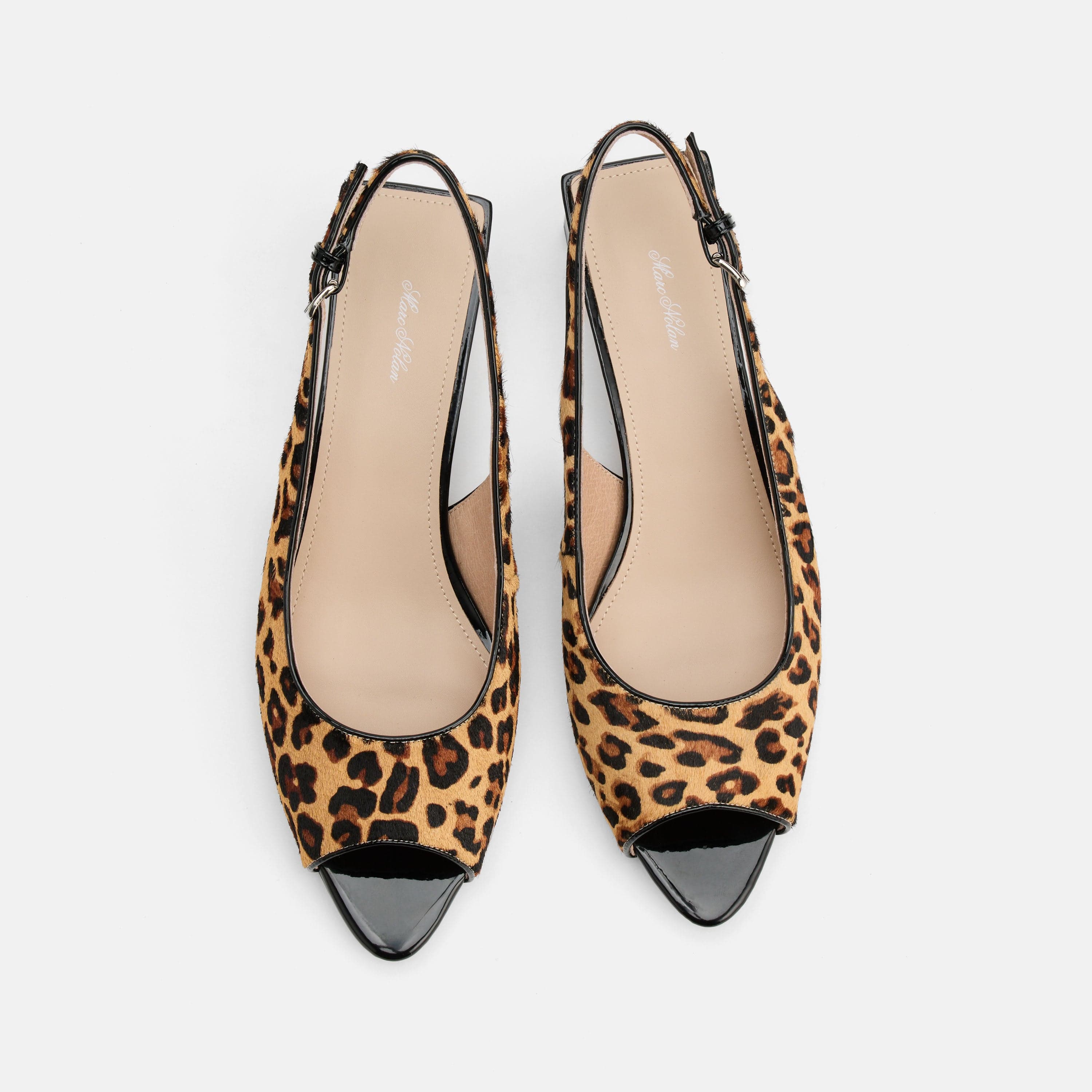 Carmen Leopard Suede Slingback Peep Toe Heels
