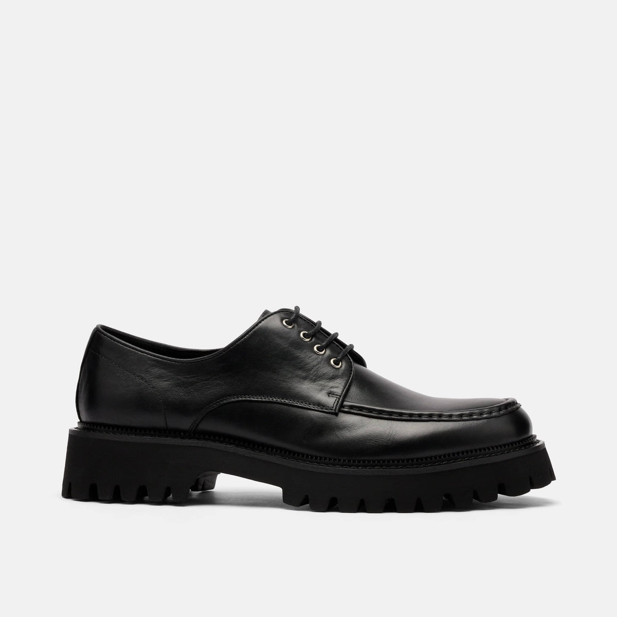 Luca Black Leather Lug Derbys display picture 3