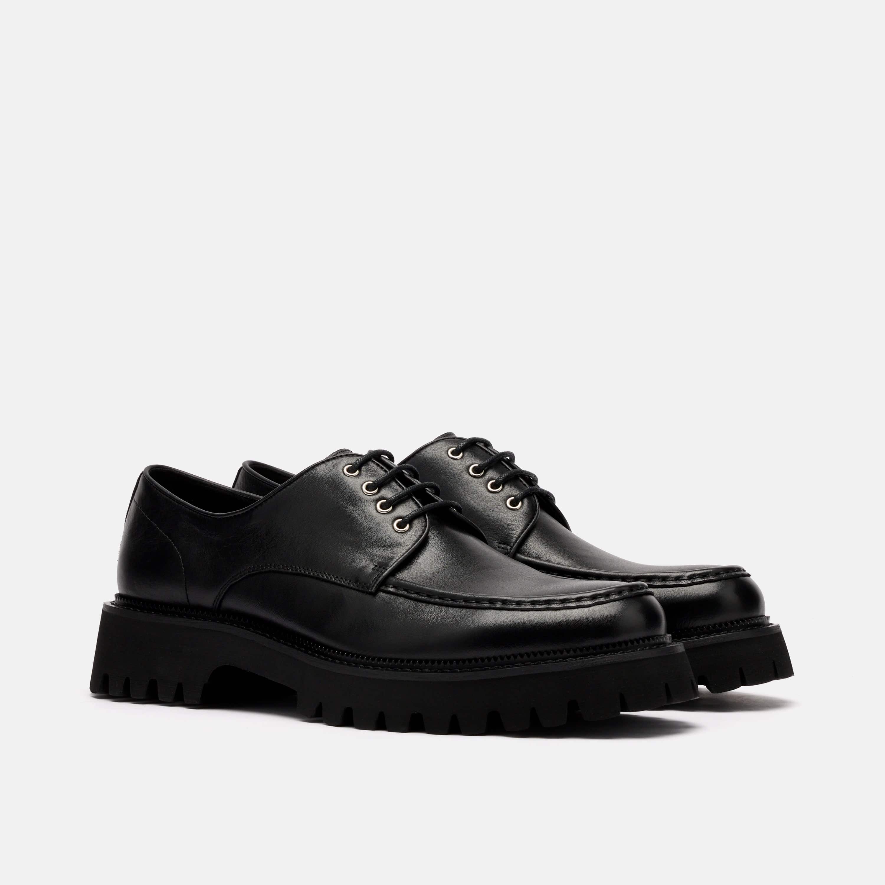 Luca Black Leather Lug Derbys