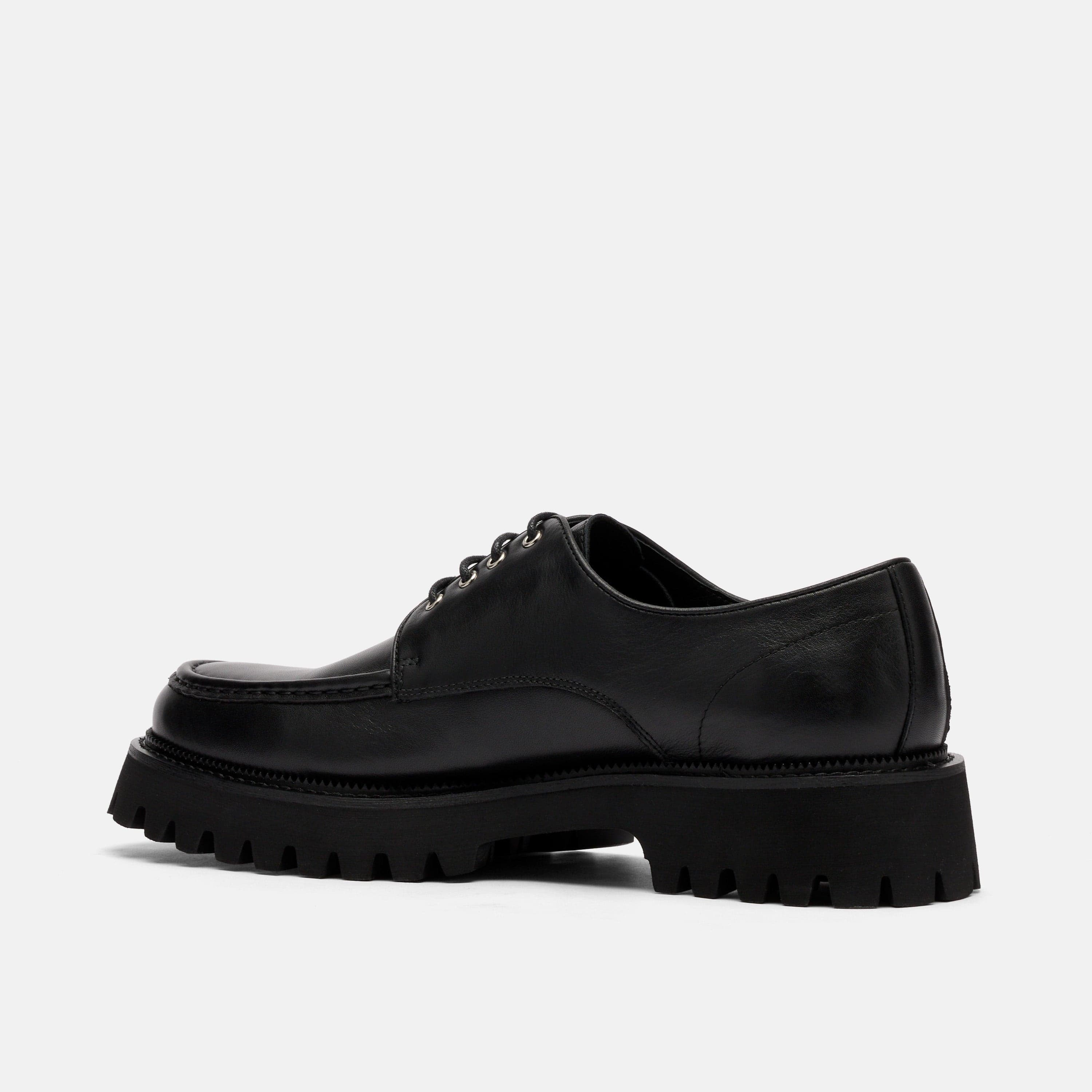 Luca Black Leather Lug Derbys