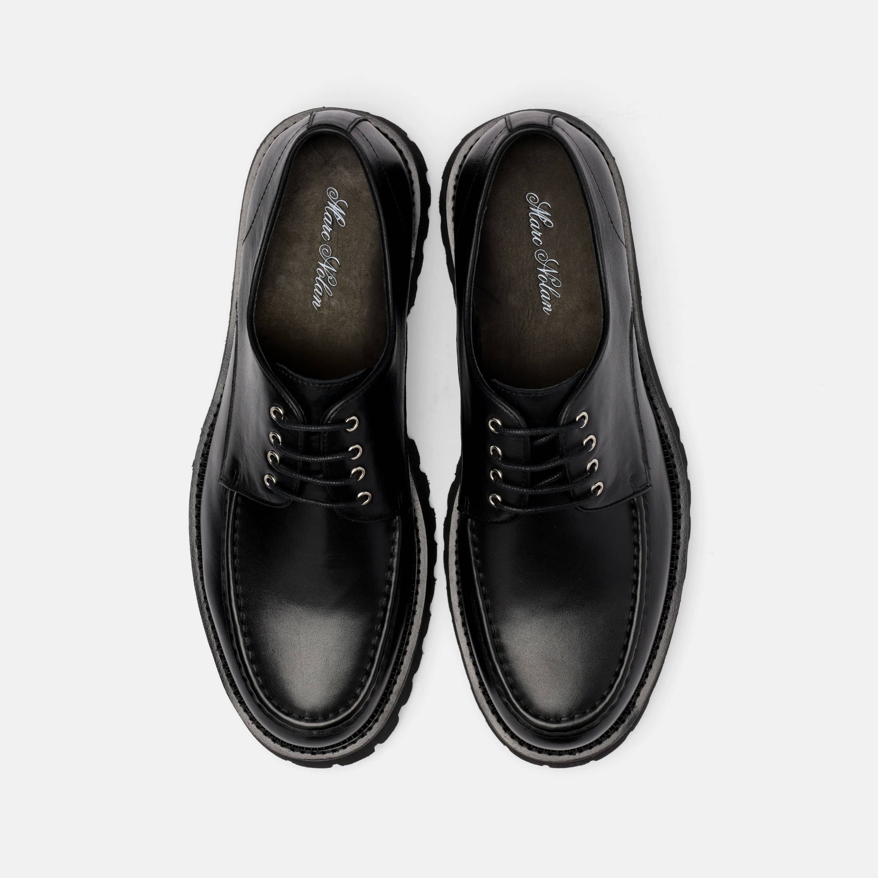 Luca Black Leather Lug Derbys