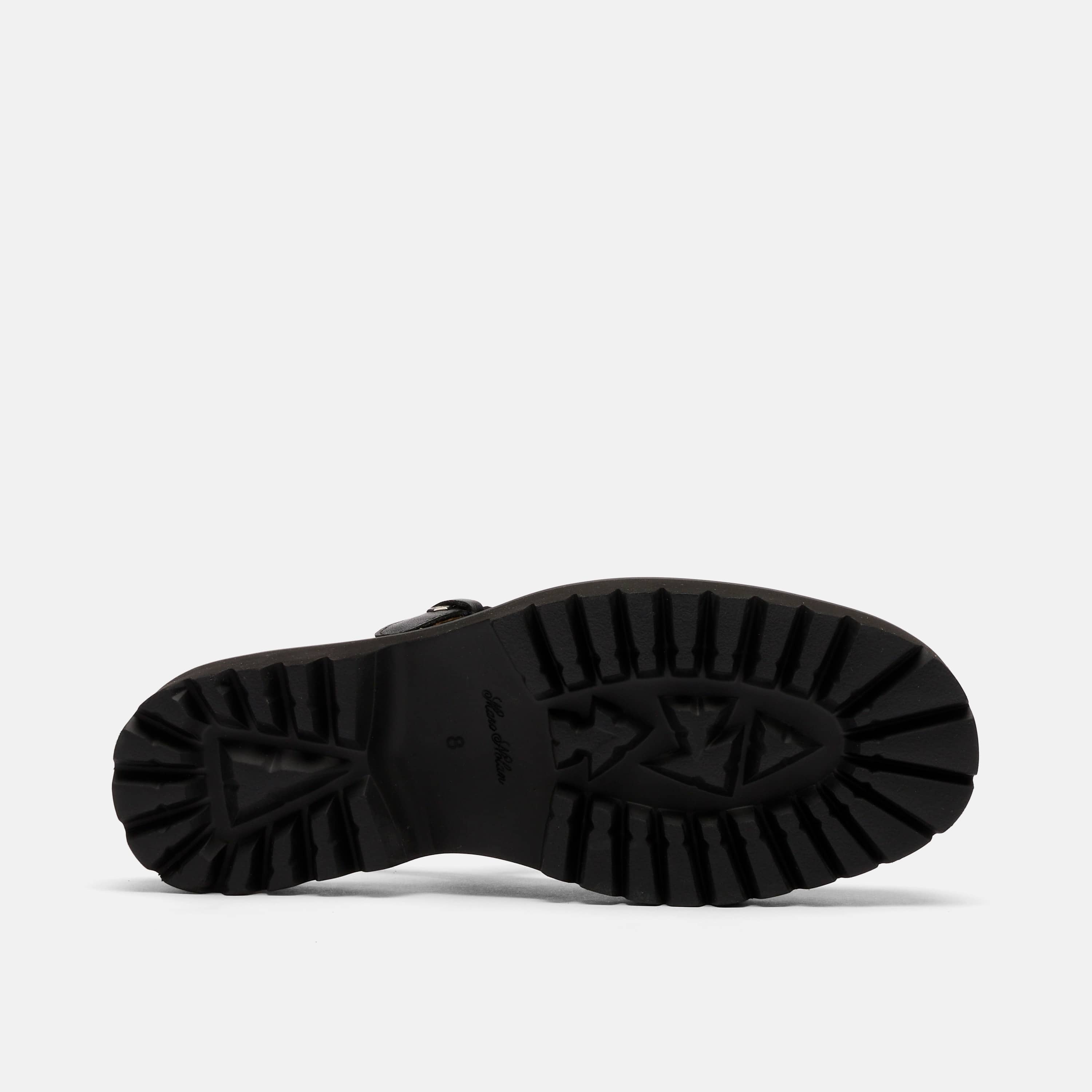 Luna Black Leather Mary Jane Lug Slingbacks
