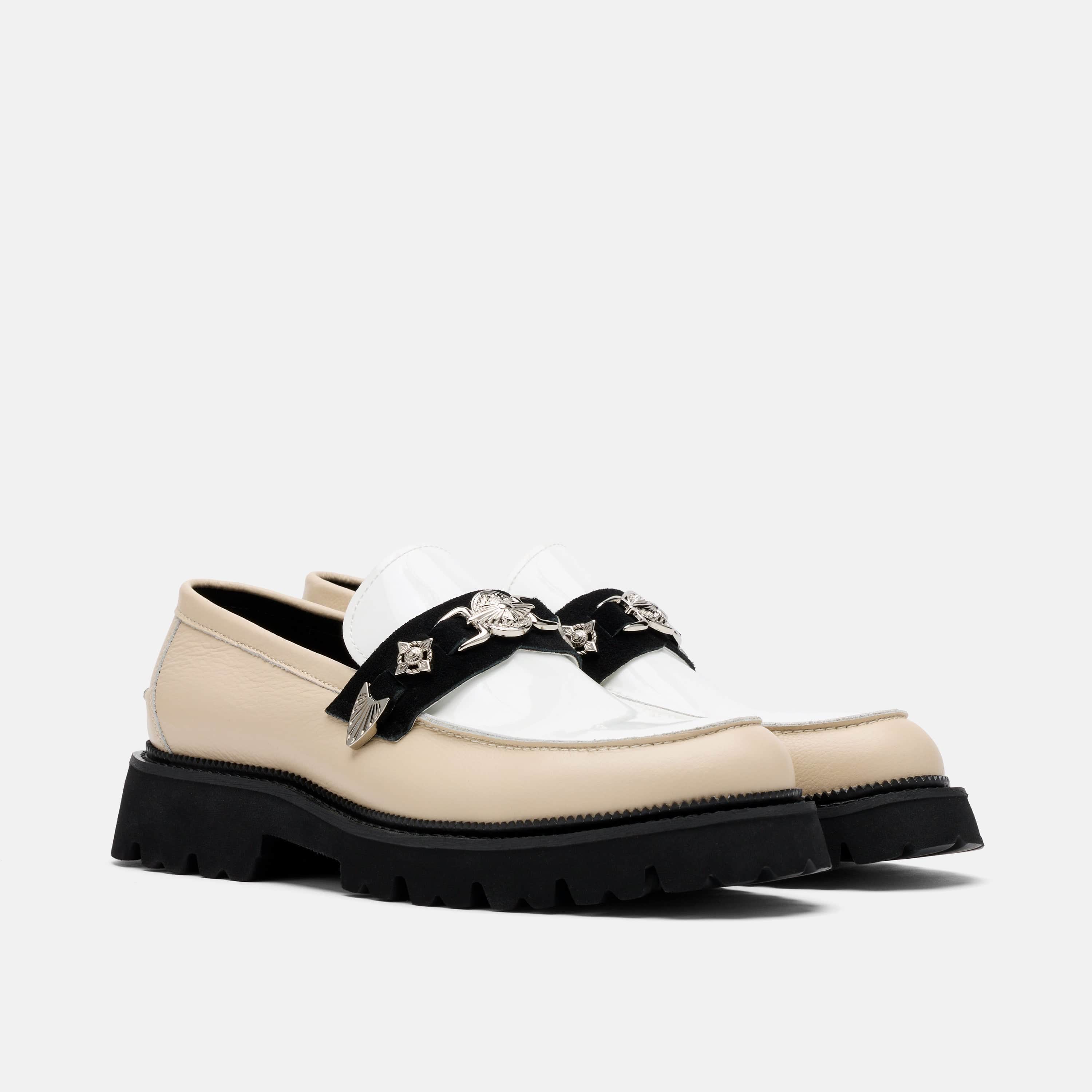 Mrr33d 'Love Only' Cream/White Lug Bit Loafers