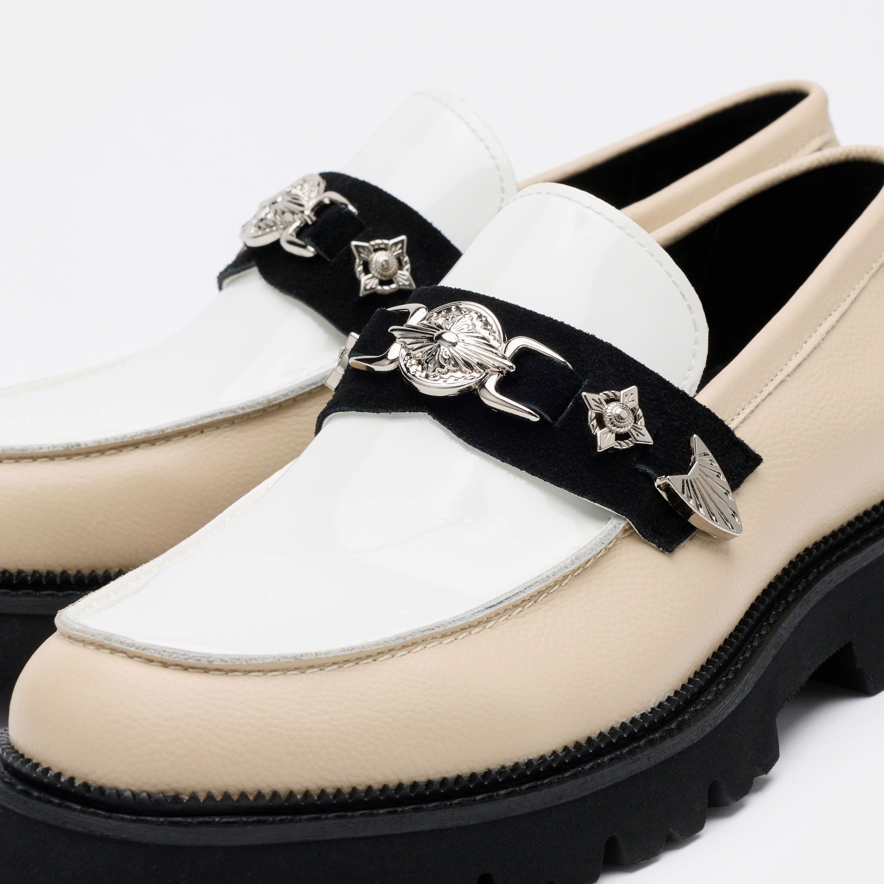 Mrr33d 'Love Only' Cream/White Lug Bit Loafers