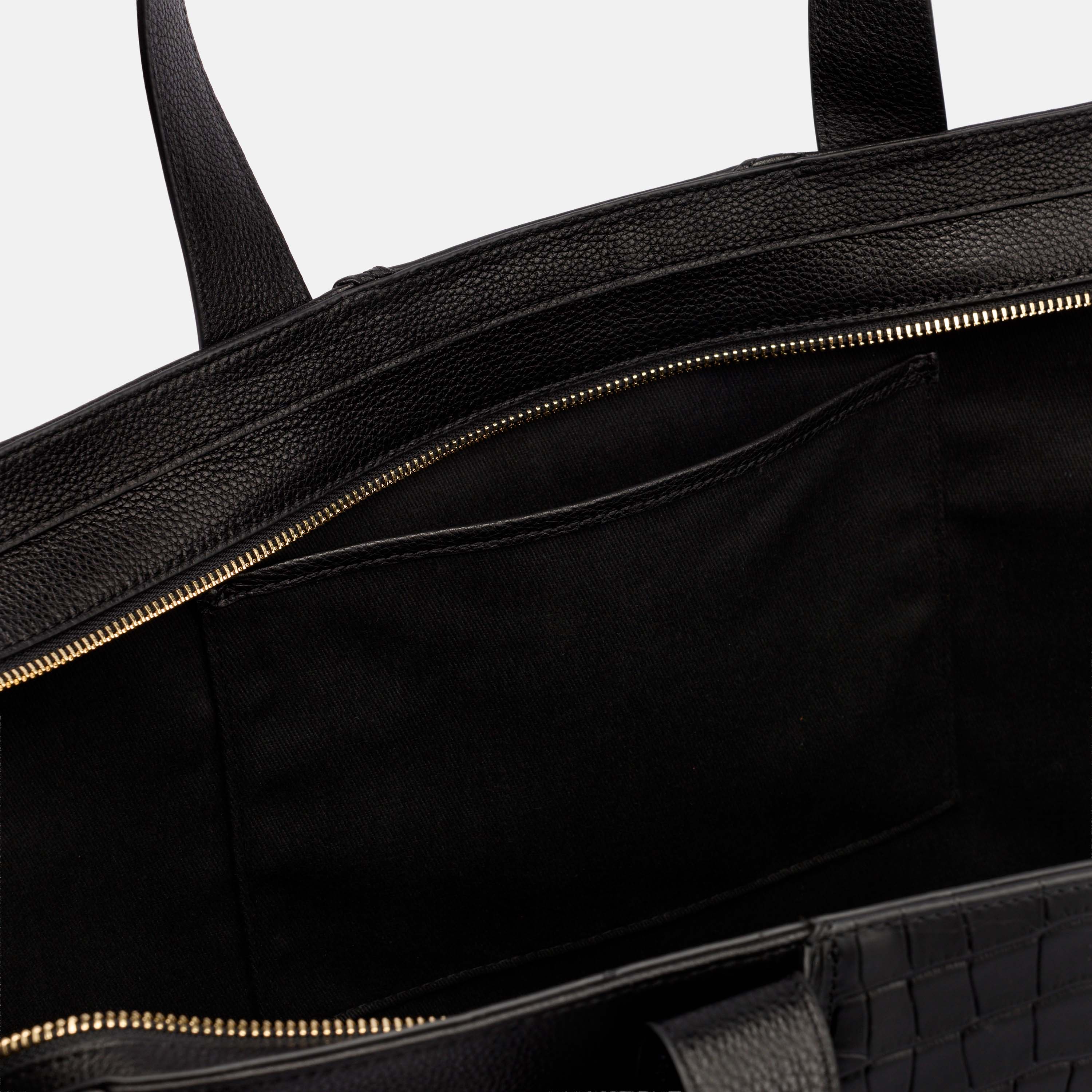Marissa Structured Tote - Black Croc Leather
