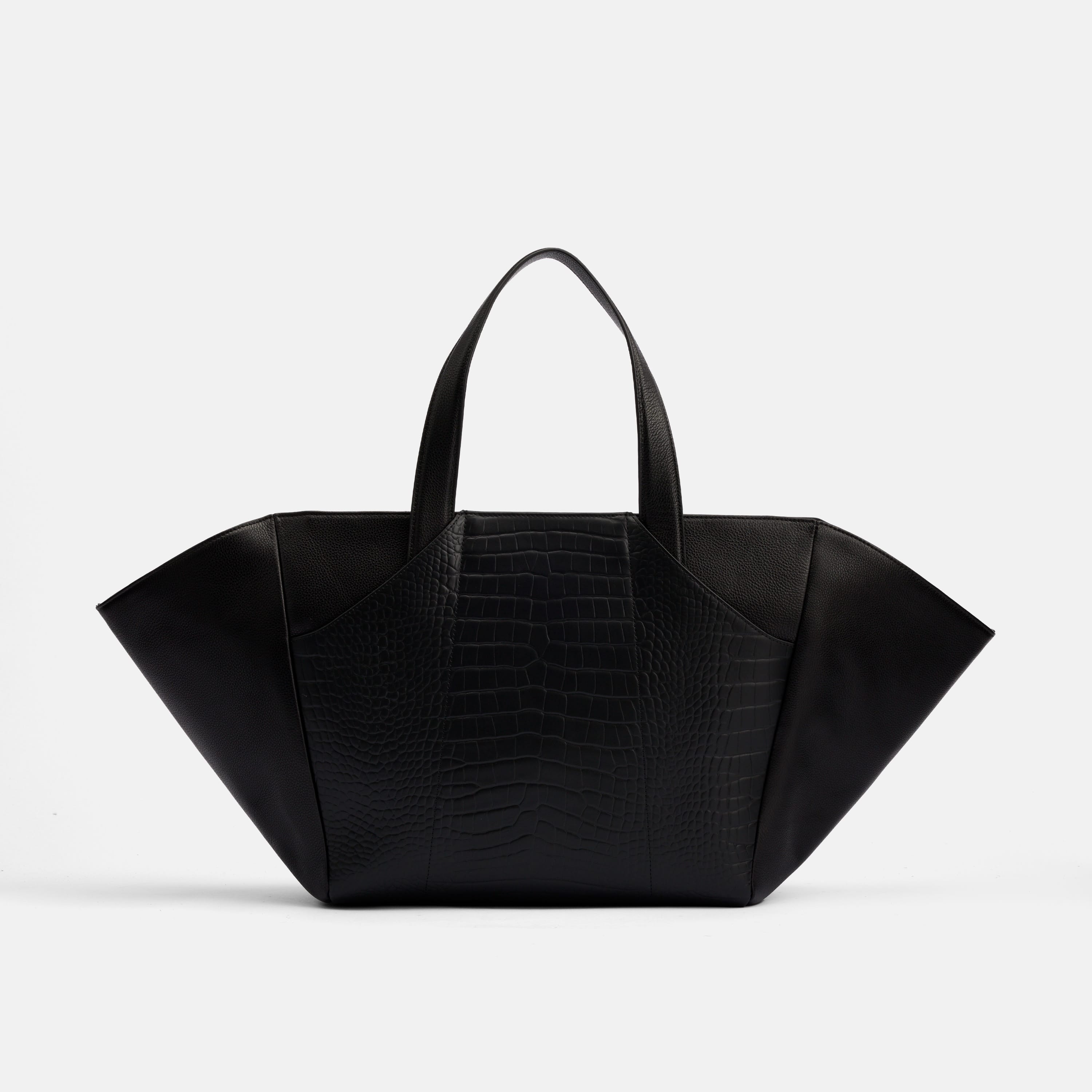 Marissa Structured Tote - Black Croc Leather