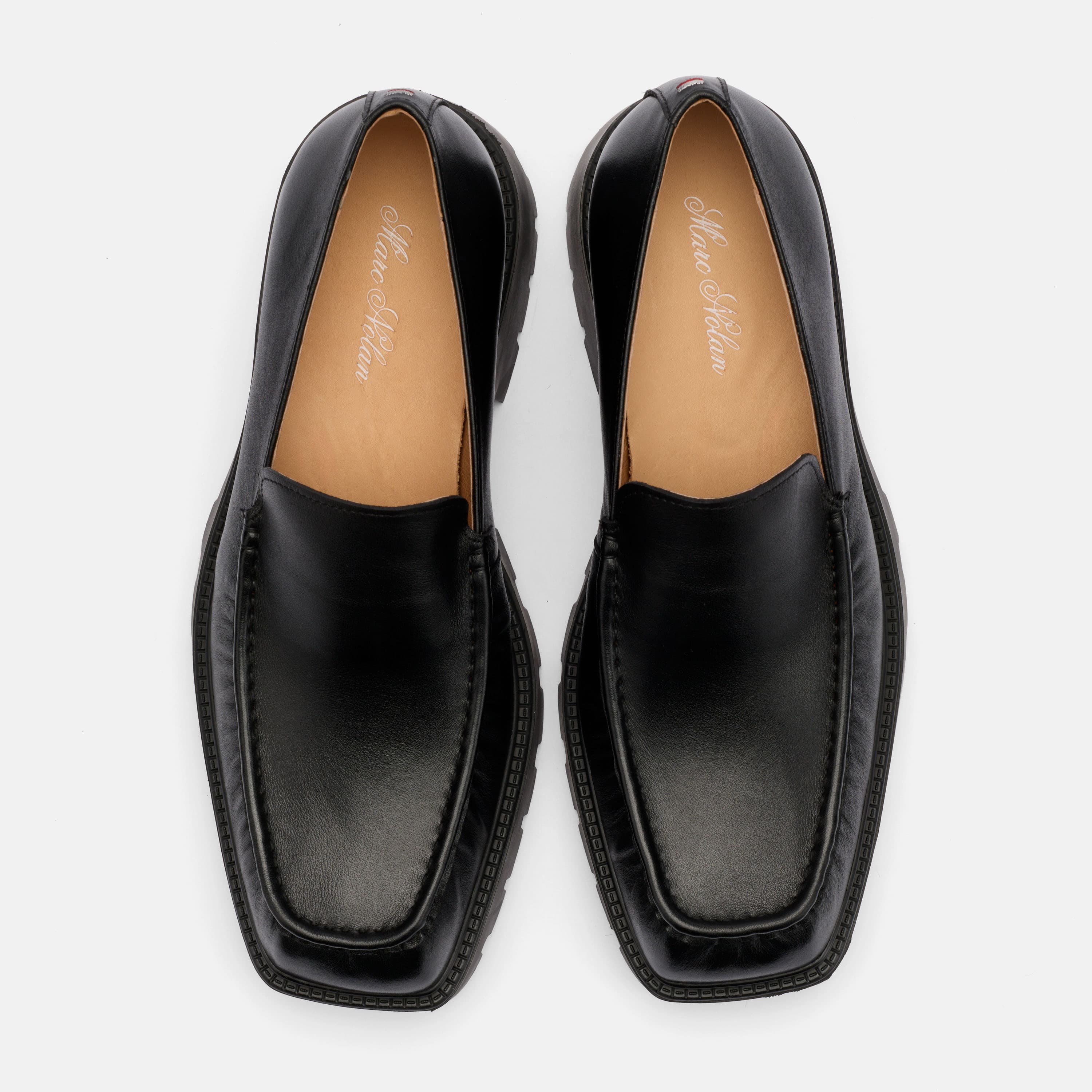 Mercer Black Leather Pleated Loafer