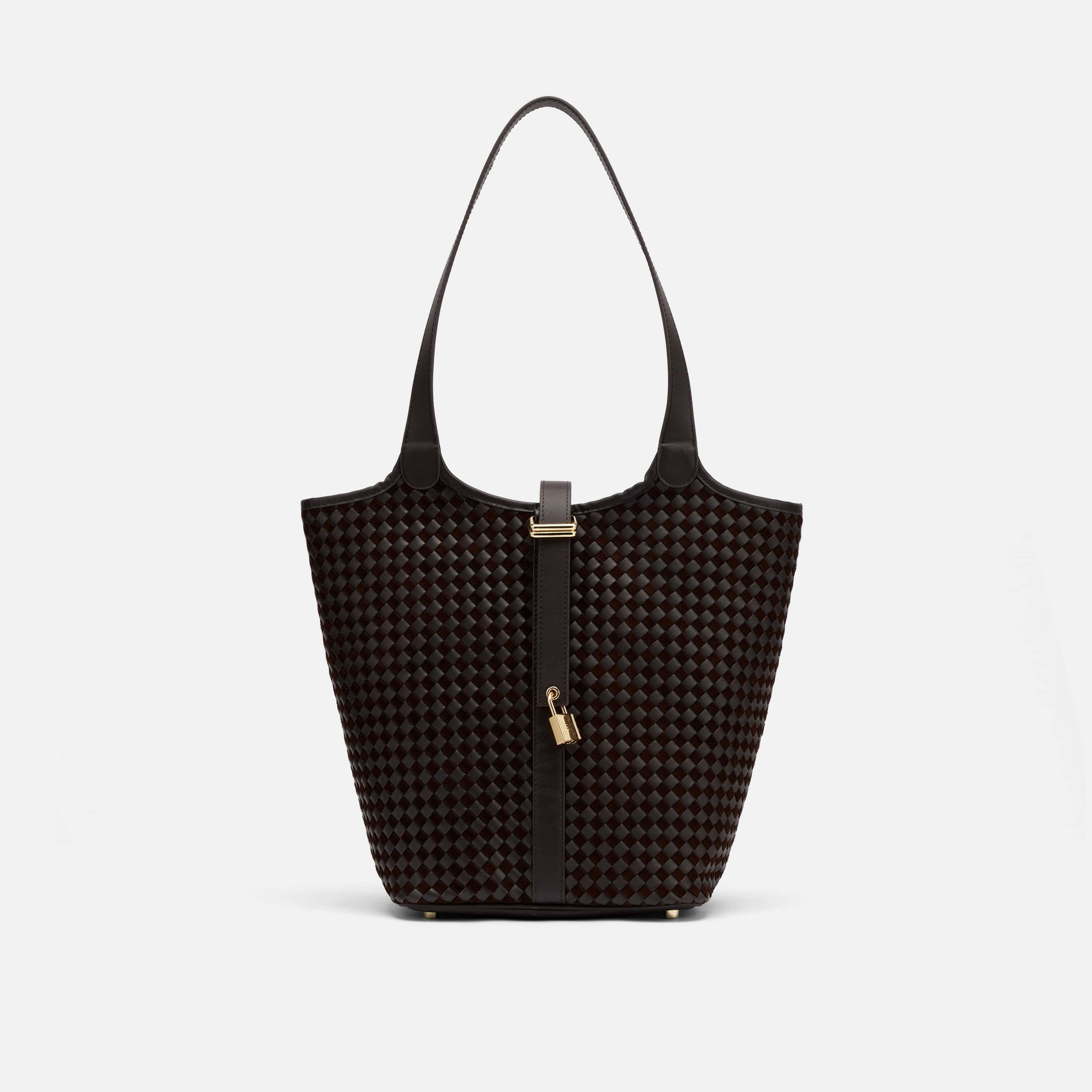 Mila Brown Woven Leather Tote Bag