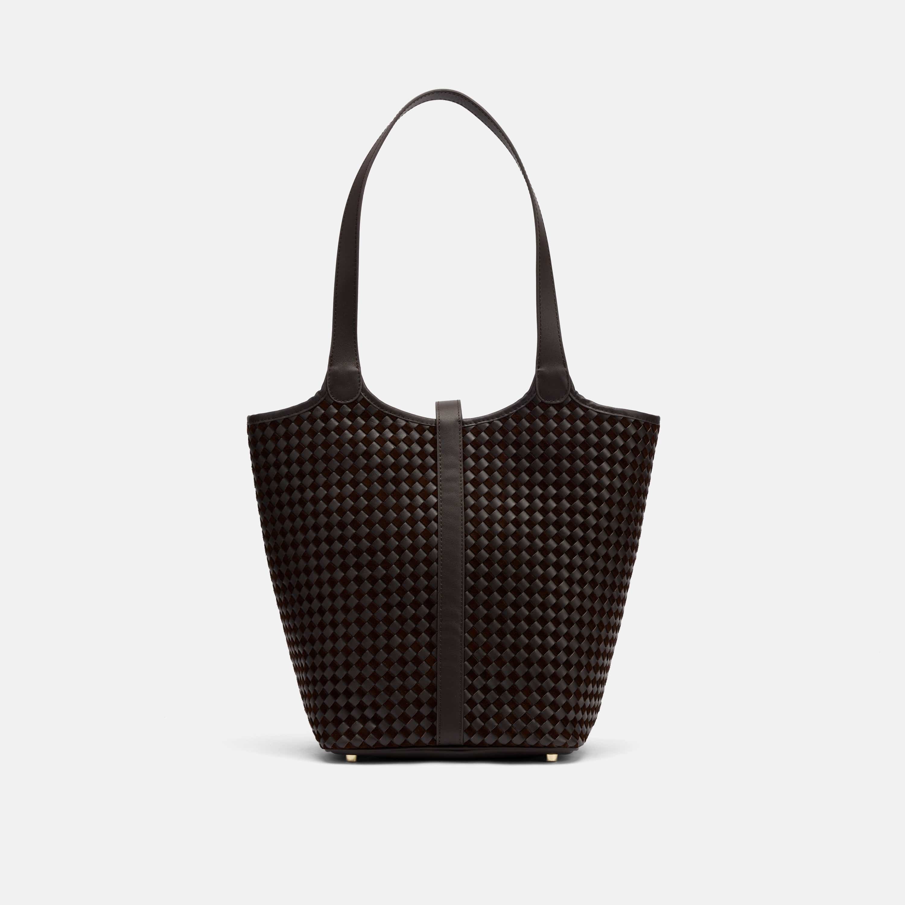 Mila Brown Woven Leather Tote Bag