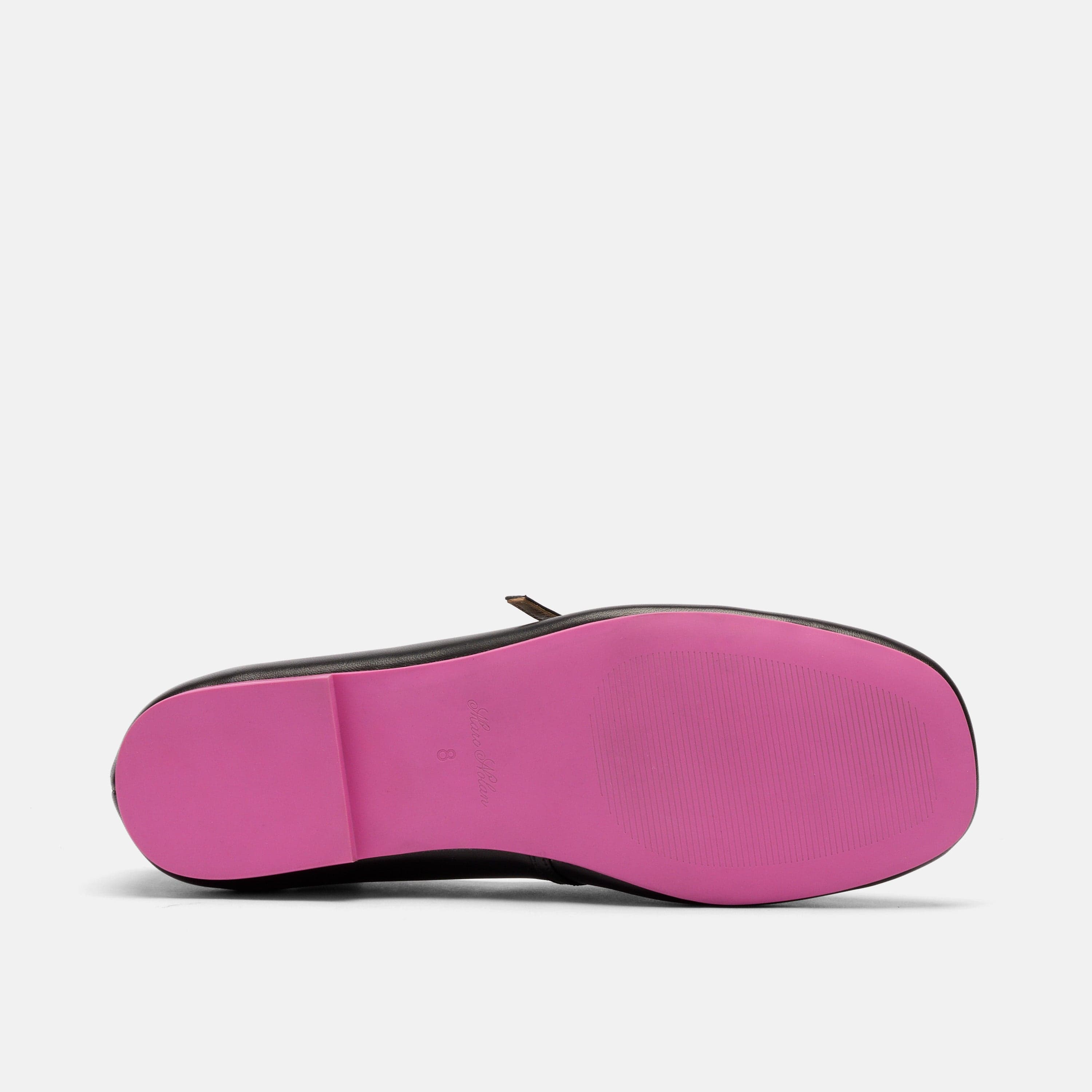 Mina Black/Magenta Leather Mary Jane Flats