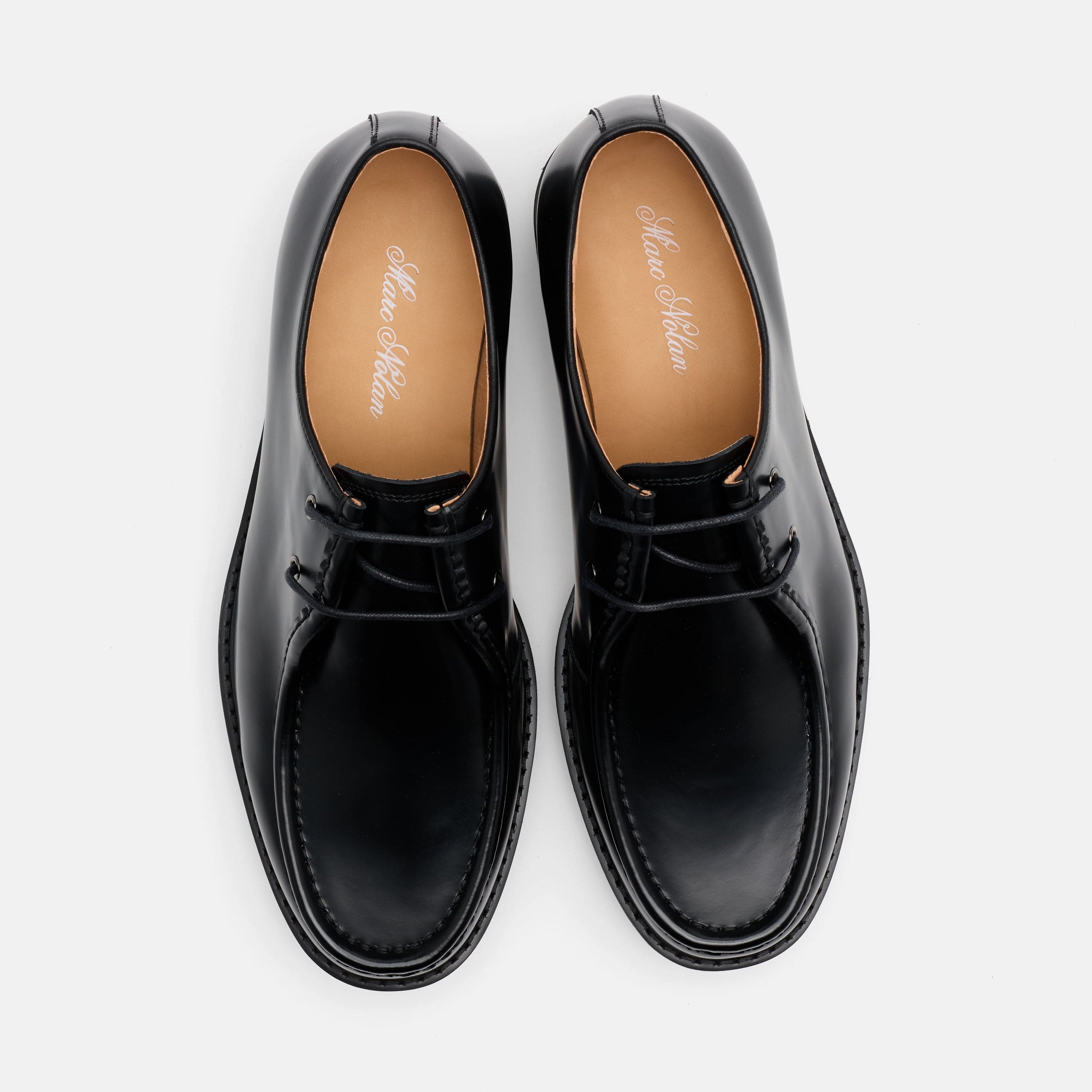 Montana Black Leather Moc Toe Derbys