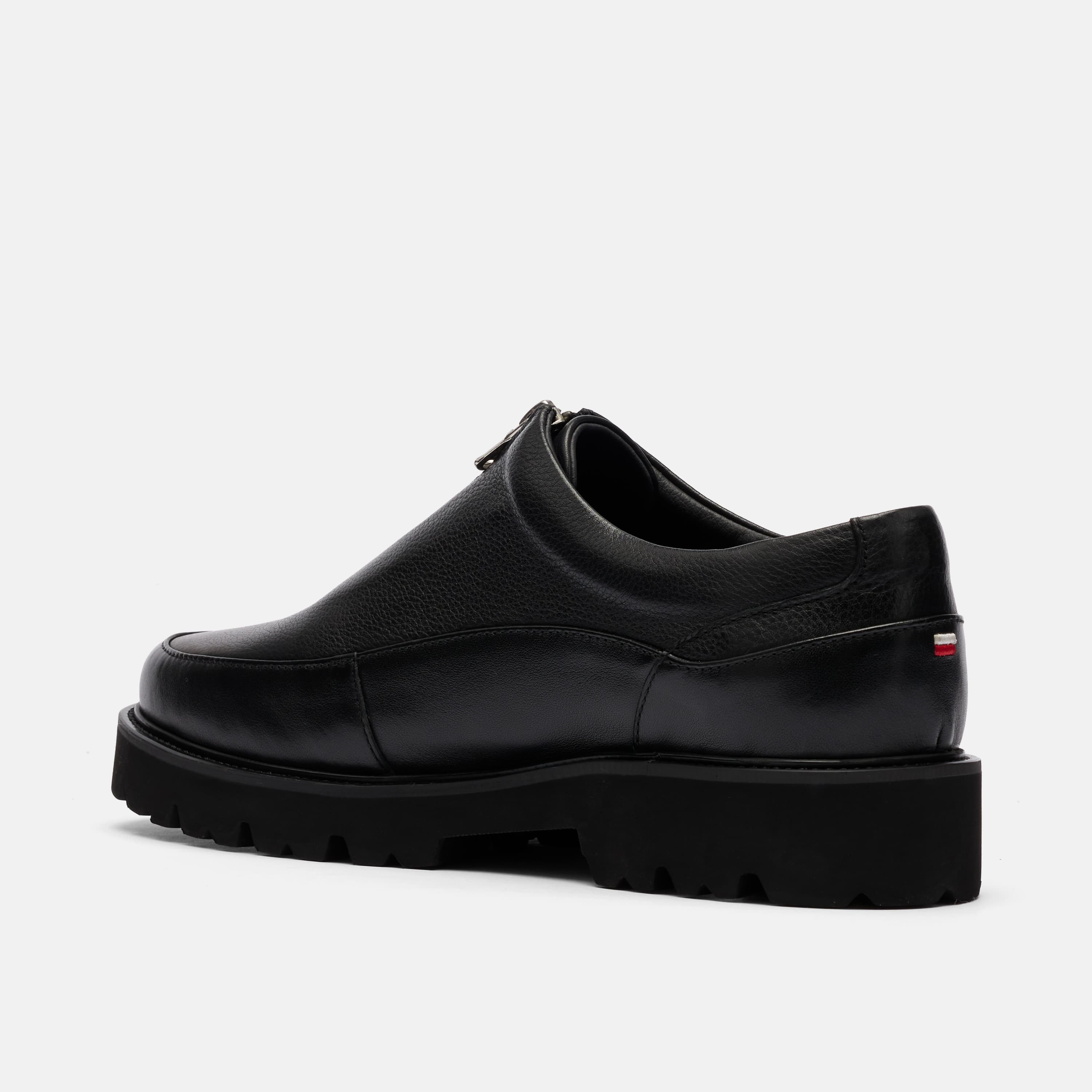 Monza Black Leather Zip Shoe