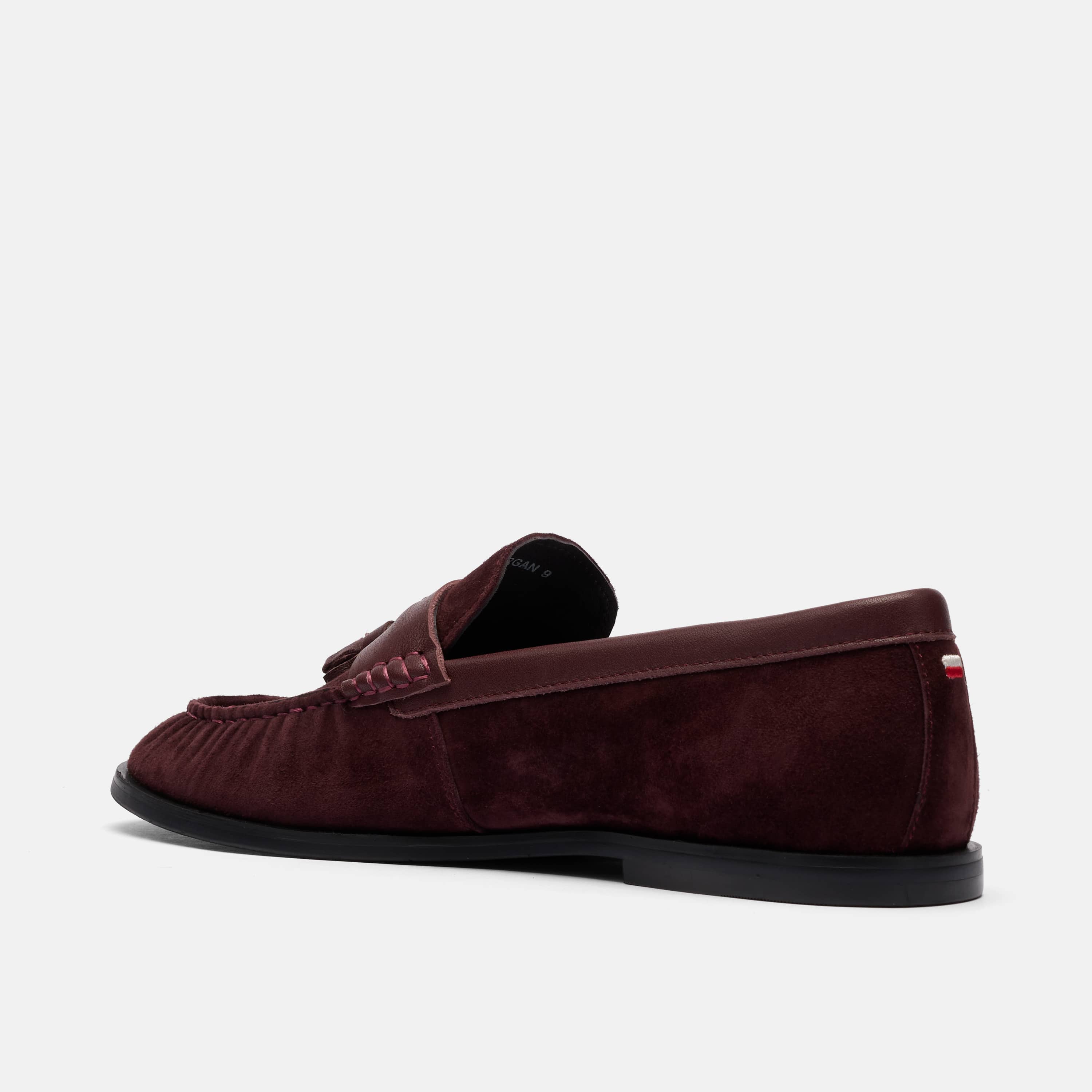 Morgan Burgundy Pleated Suede Tassel Loafers