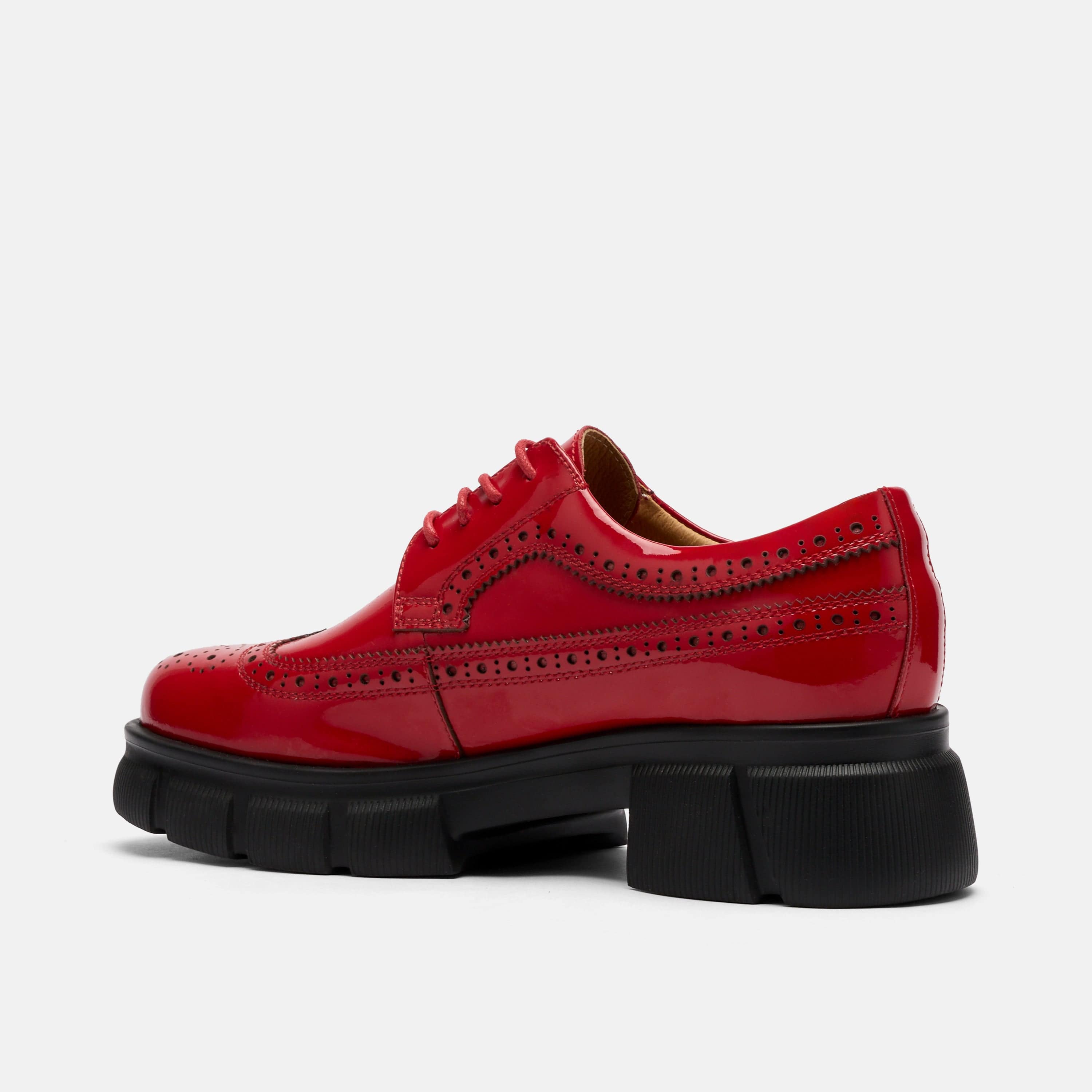Ms. Alexander Red Patent Leather Lug Wingtip Derby