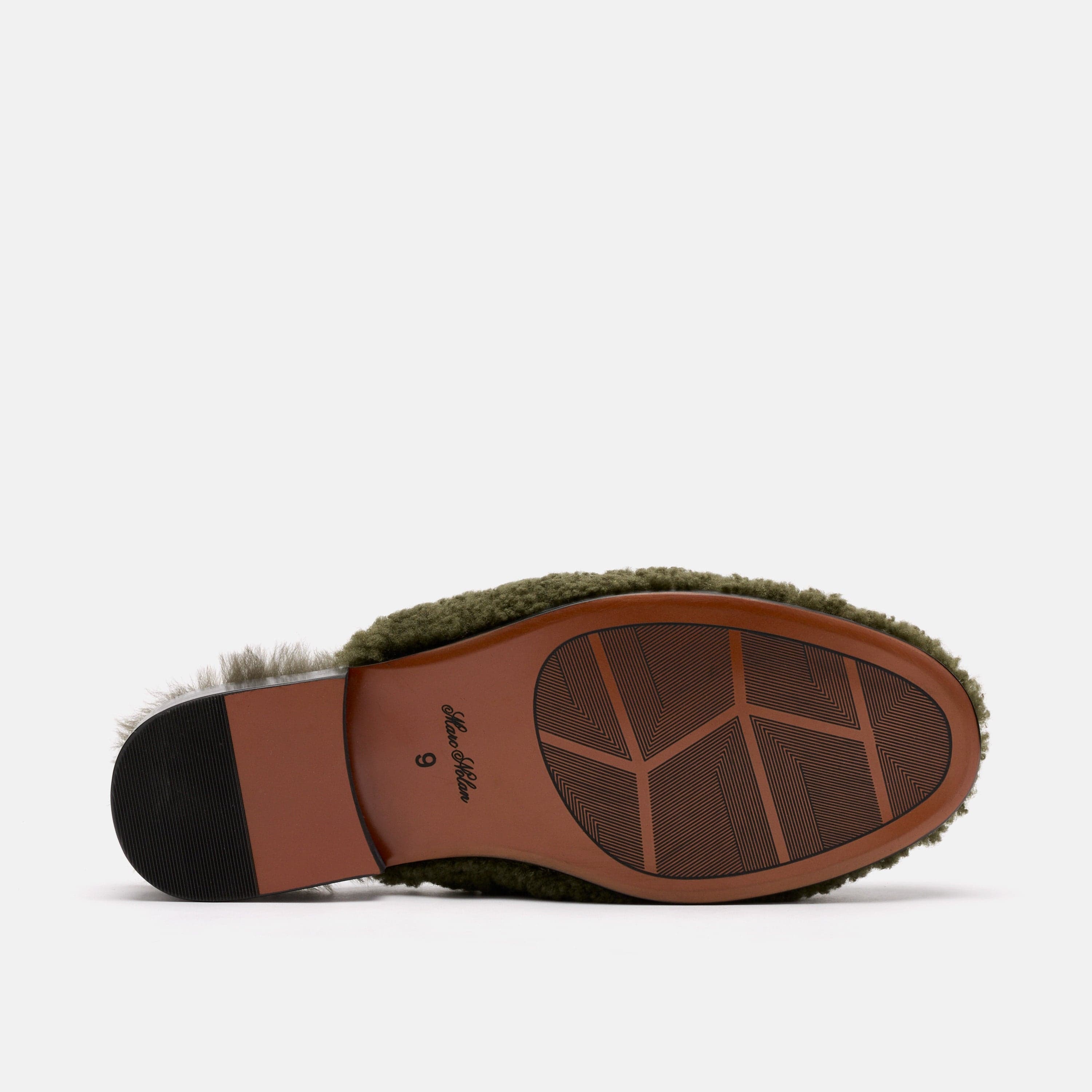 Ms. Del Sol Dark Green Sherpa Bit Loafer Mule