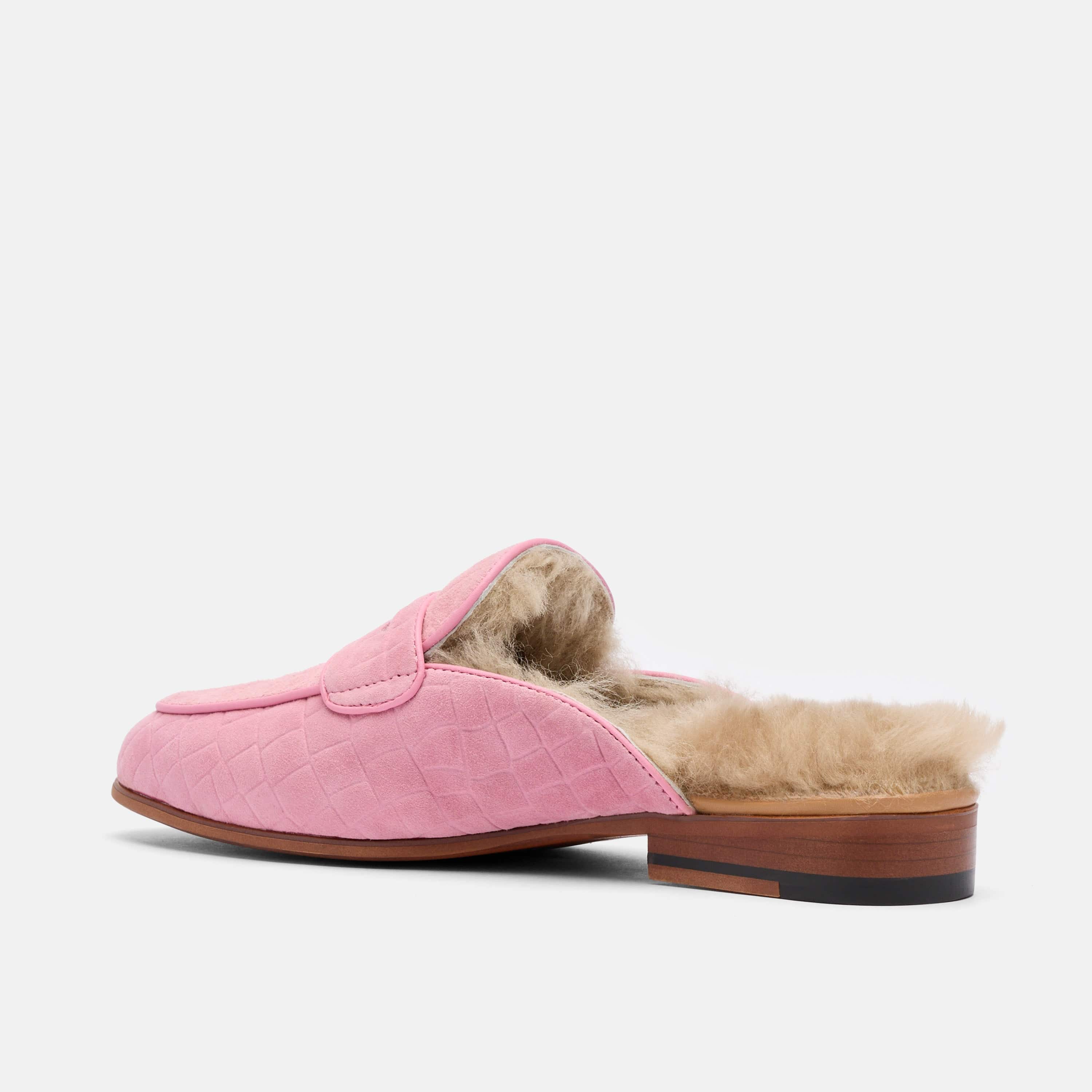 Ms. Del Mar Pink Croc Suede Loafer Mule