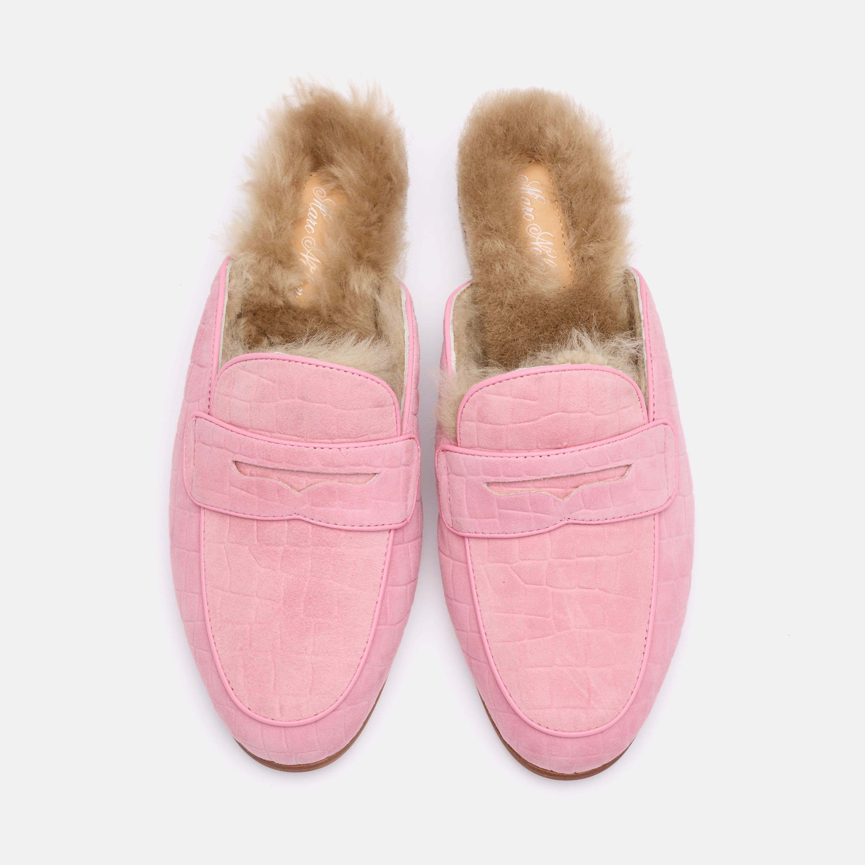 Ms. Del Mar Pink Croc Suede Loafer Mule