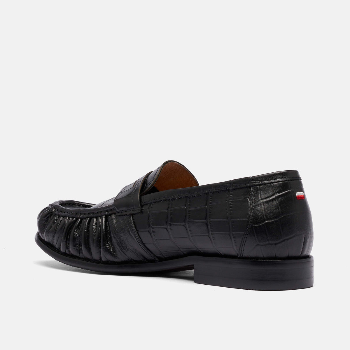 Ms. Kennedy Black Croc Pleated Penny Loafer