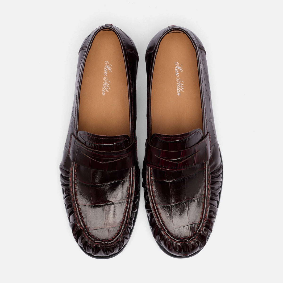 Ms. Kennedy Burgundy Croc Pleated Penny Loafer
