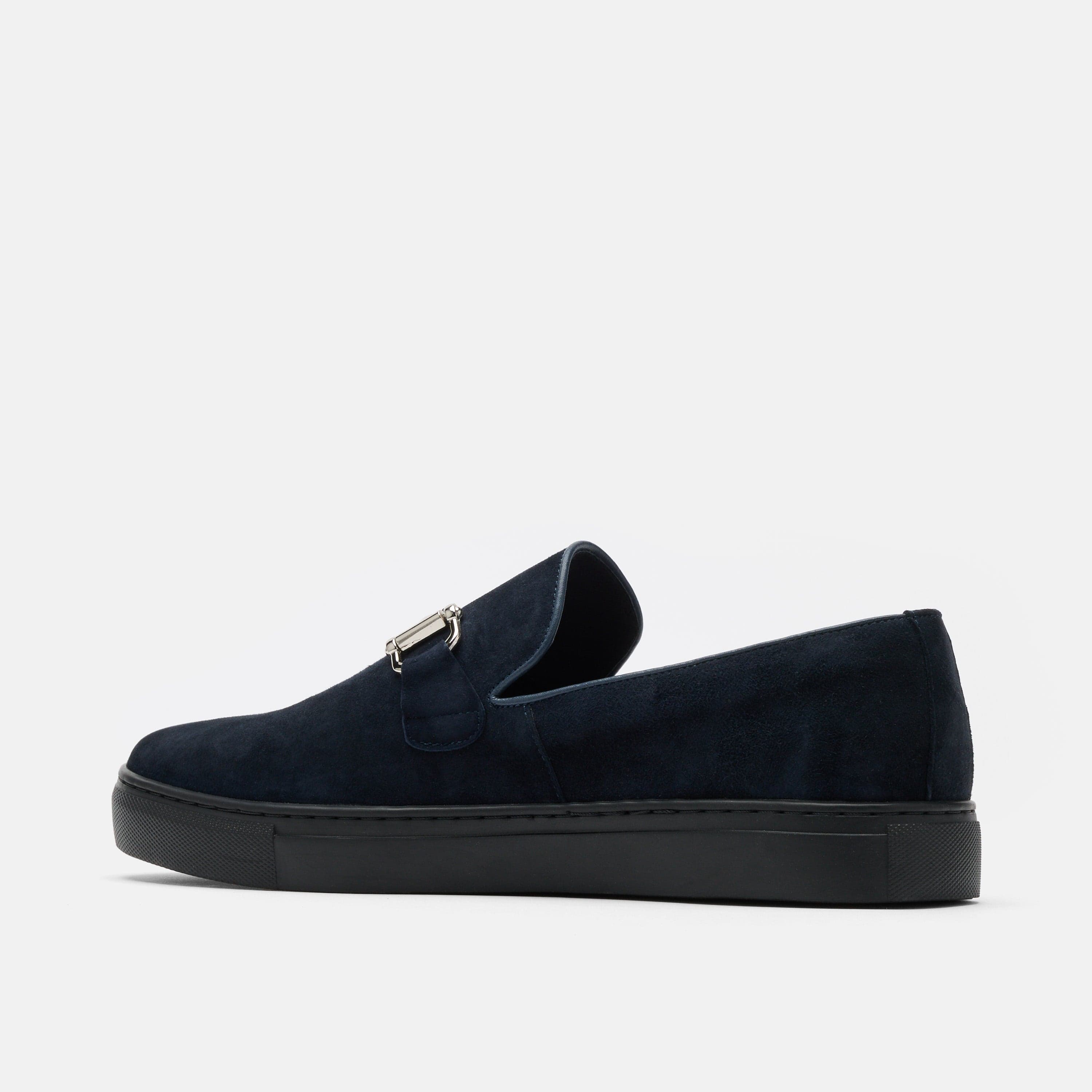 Boardwalk Navy Suede Horse-Bit Sneakers