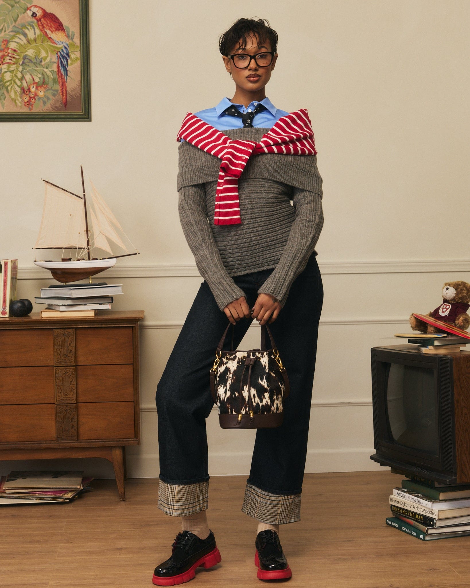 Nora Dark Horse Pony Hair Bucket Bag