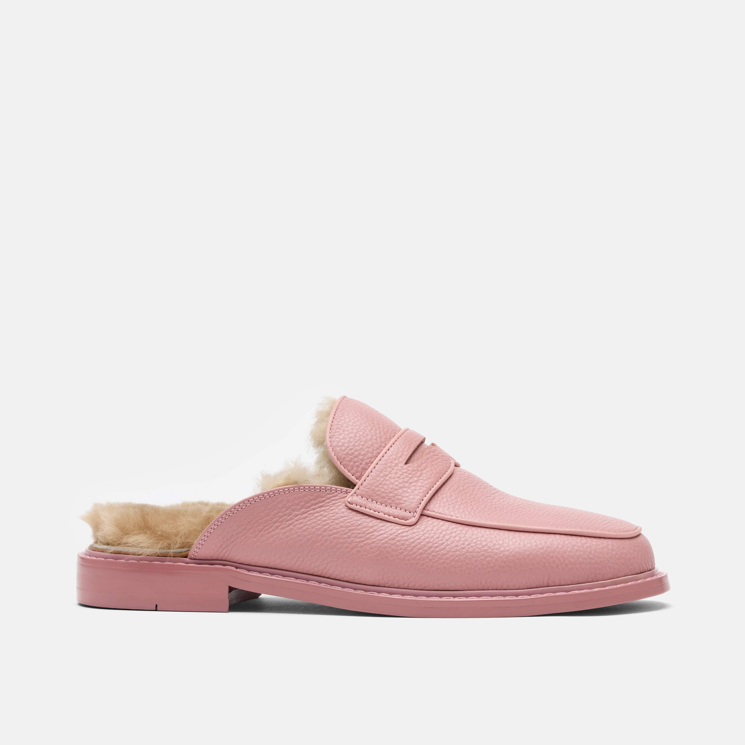 Del Mar Pink Leather Loafer Mules