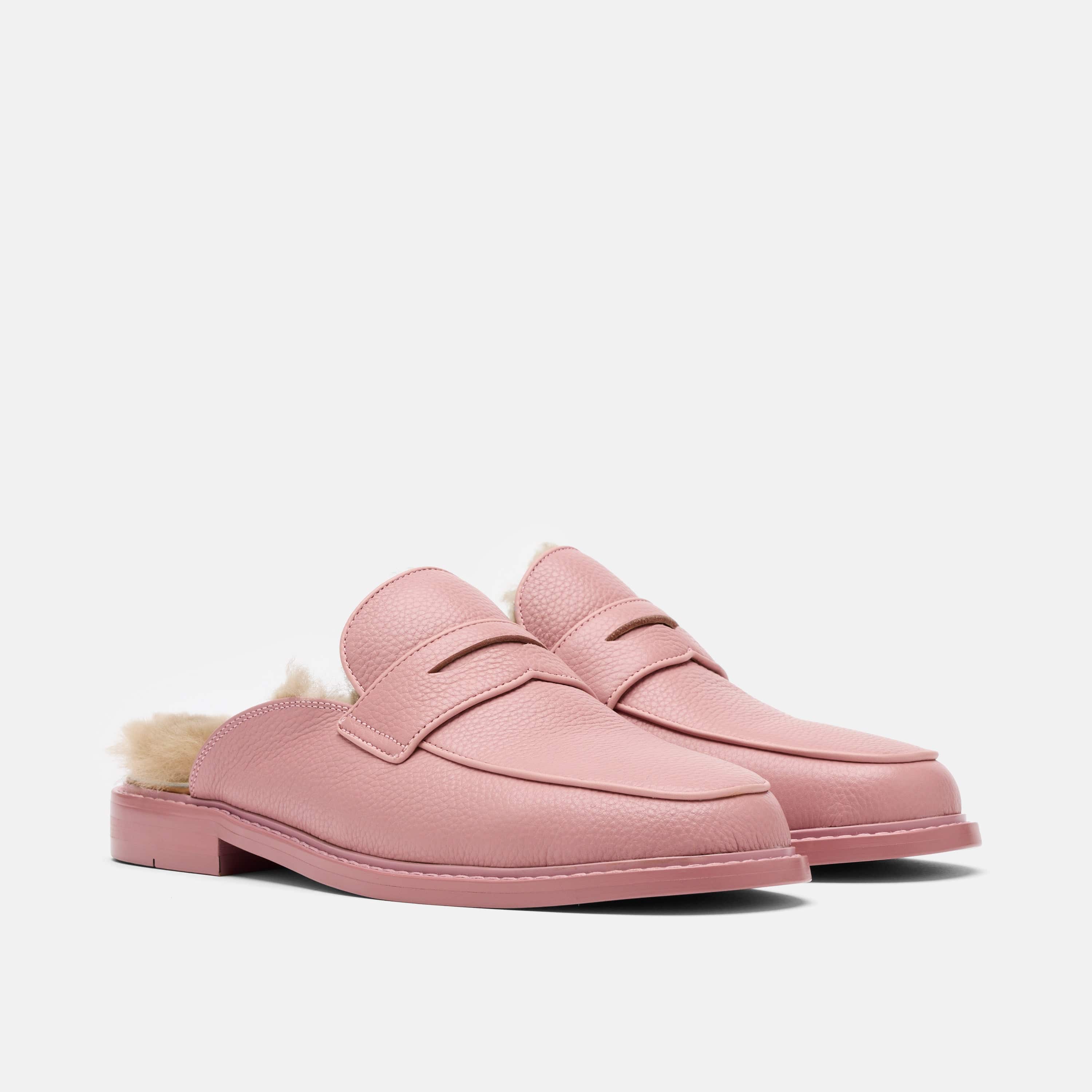 Del Mar Pink Leather Loafer Mules