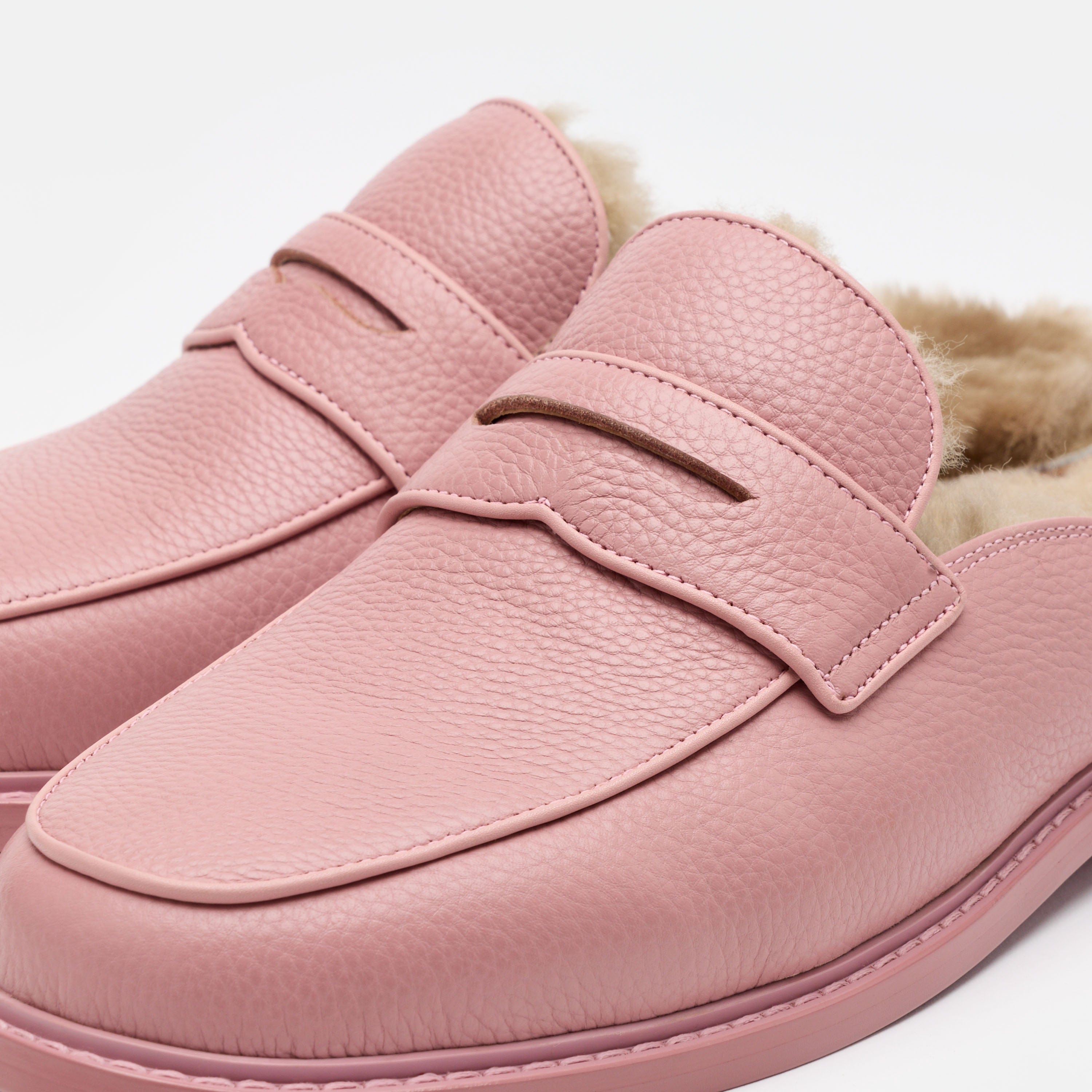 Del Mar Pink Leather Loafer Mules