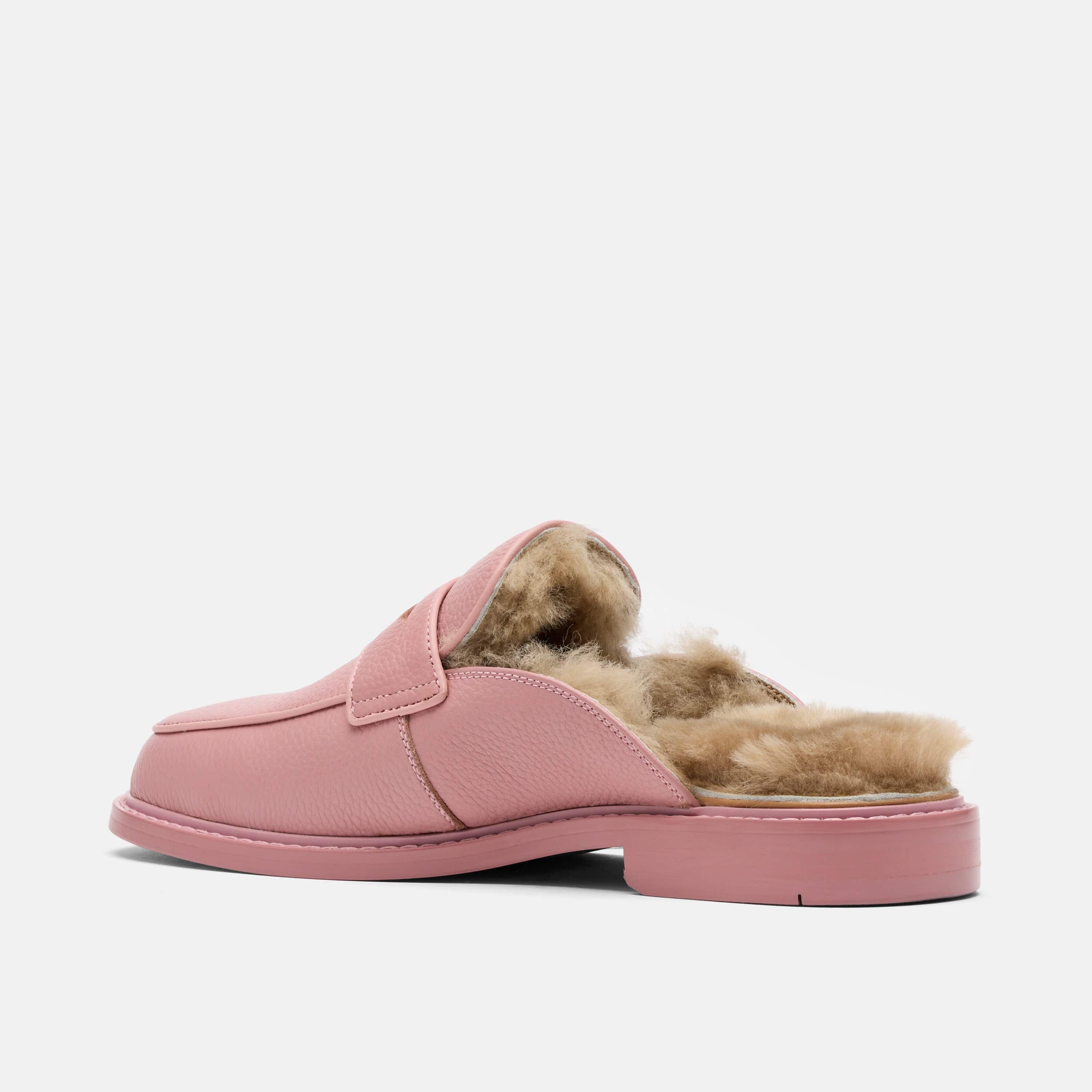 Del Mar Pink Leather Loafer Mules