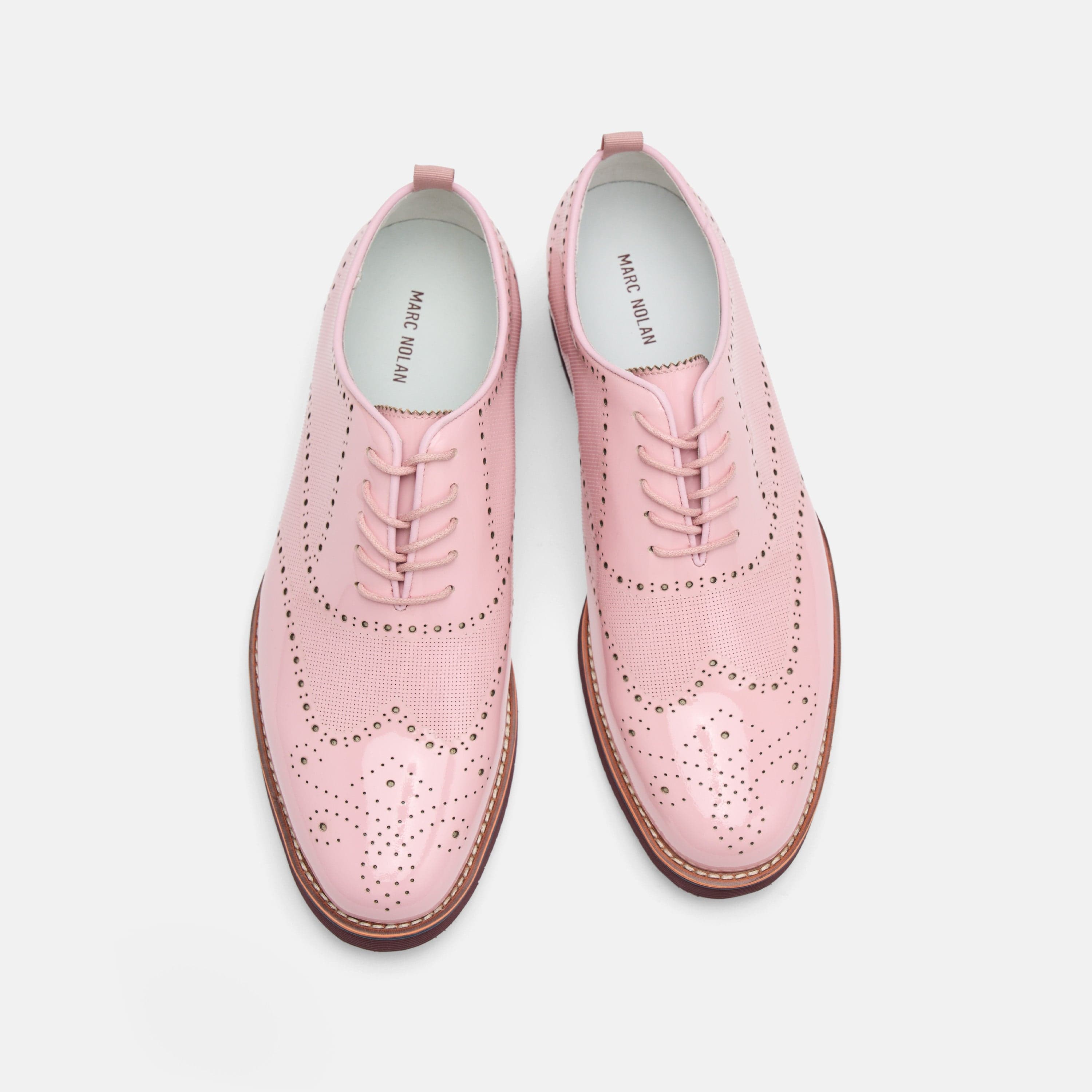 Oscar Pink Patent Leather Wholecut Brogue Sneakers