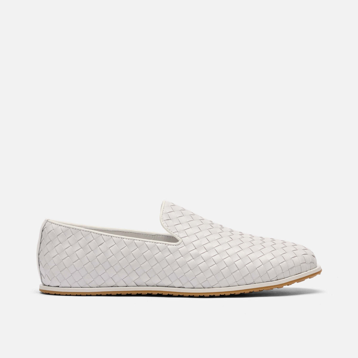 Portofino White Woven Leather Venetian Loafers display picture 2