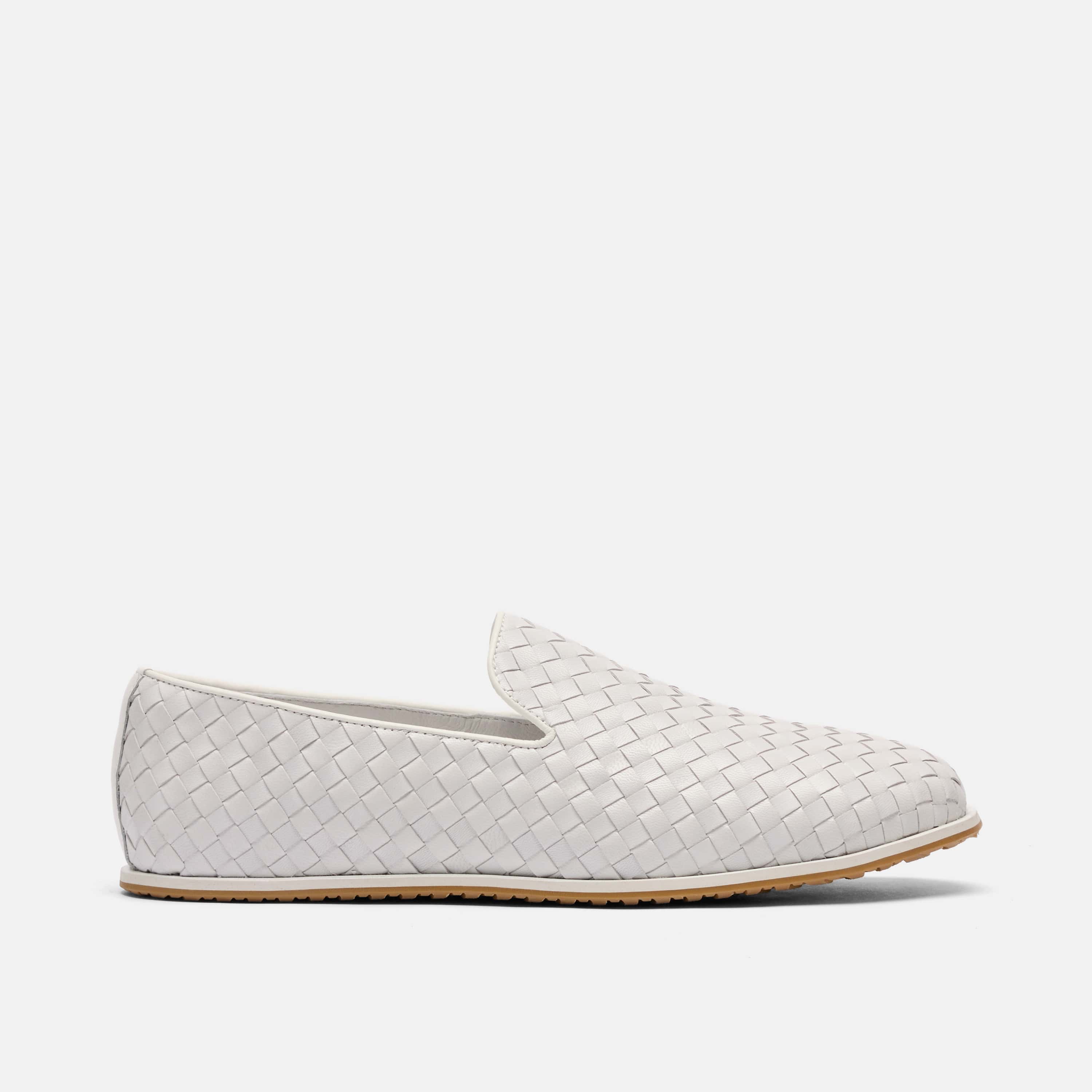 Portofino White Woven Leather Venetian Loafers