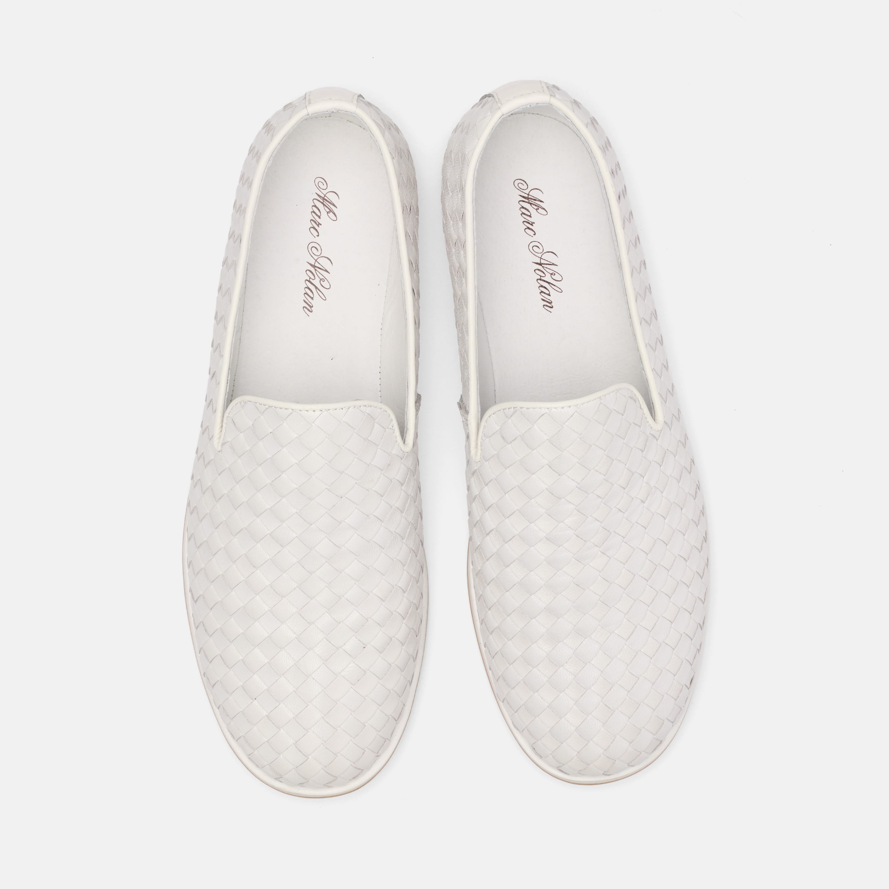 Portofino White Woven Leather Venetian Loafers