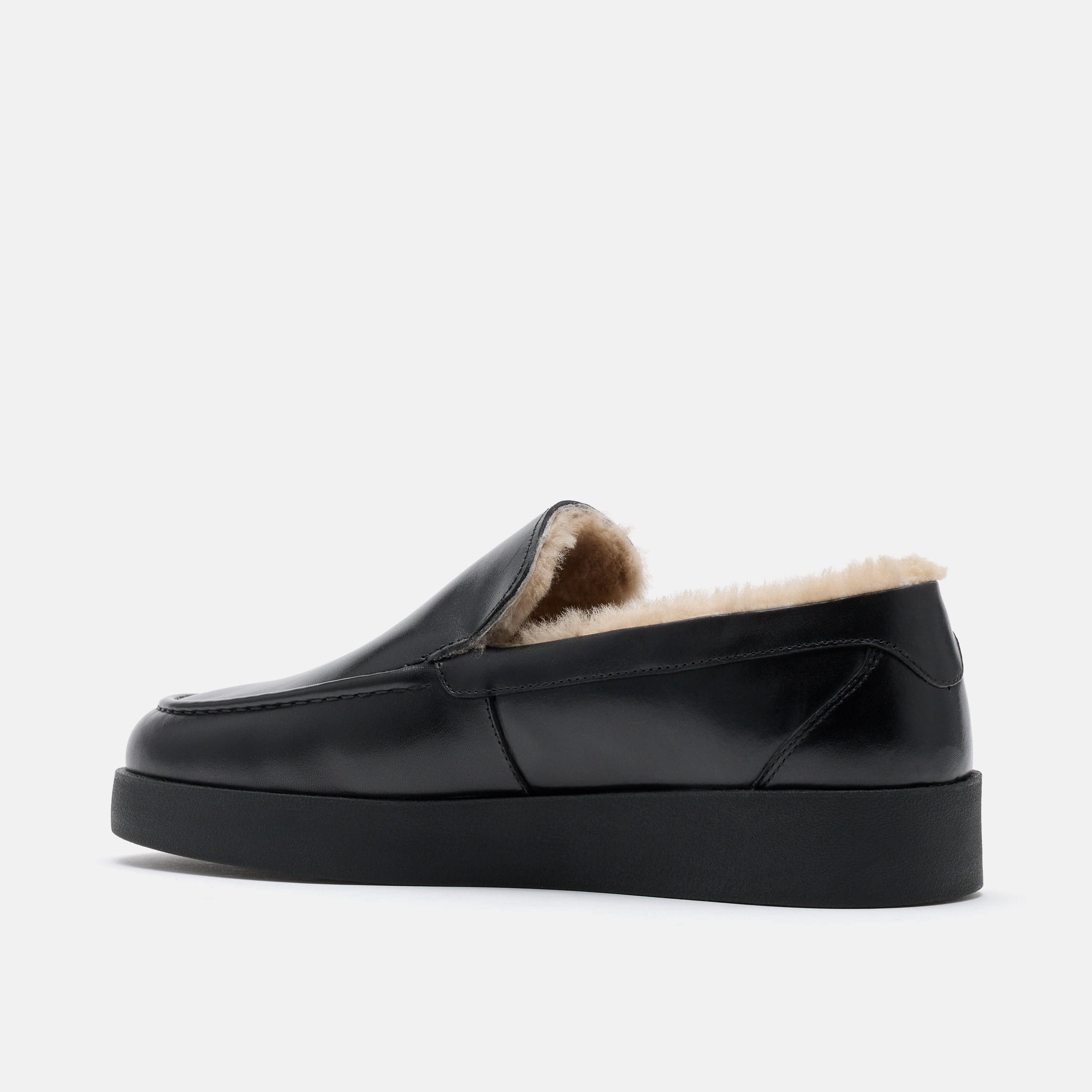 Remy Black Leather and Shearling Loafers