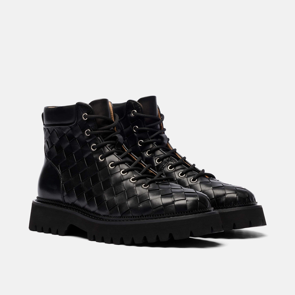 Rivington Black Woven Leather Hiking Boot