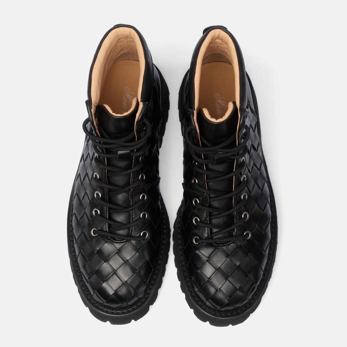 Rivington Black Woven Leather Hiking Boot