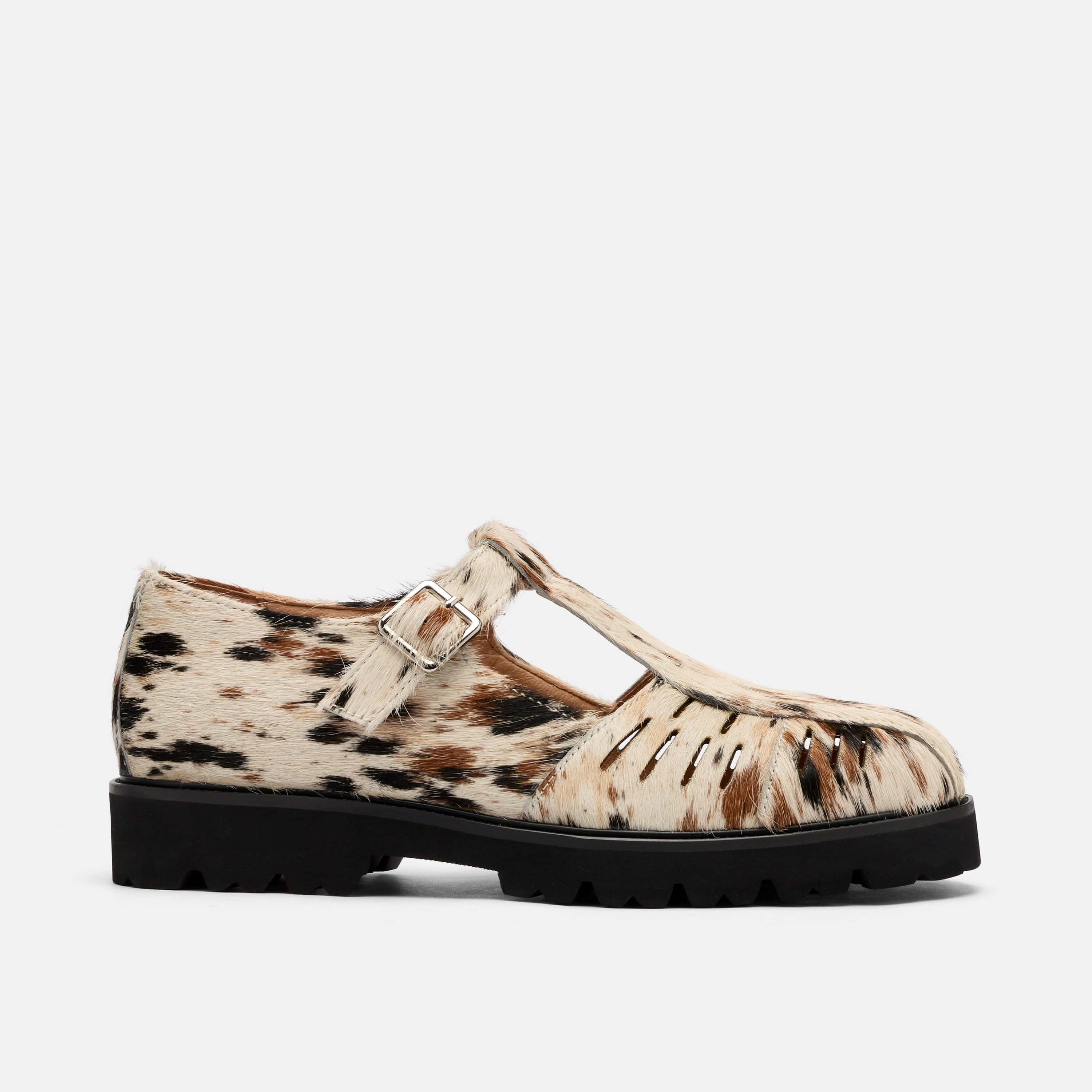 Rocky Appaloosa Pony Hair Lug Mary Jane Shoes