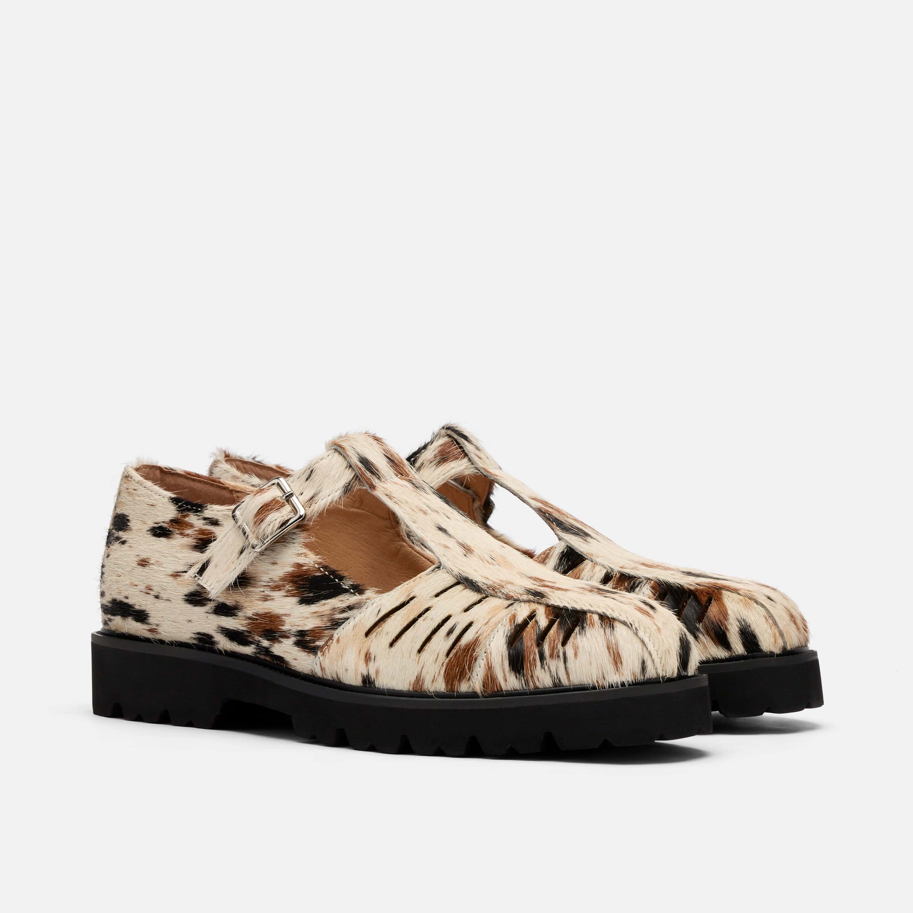 Rocky Appaloosa Pony Hair Lug Mary Jane Shoes