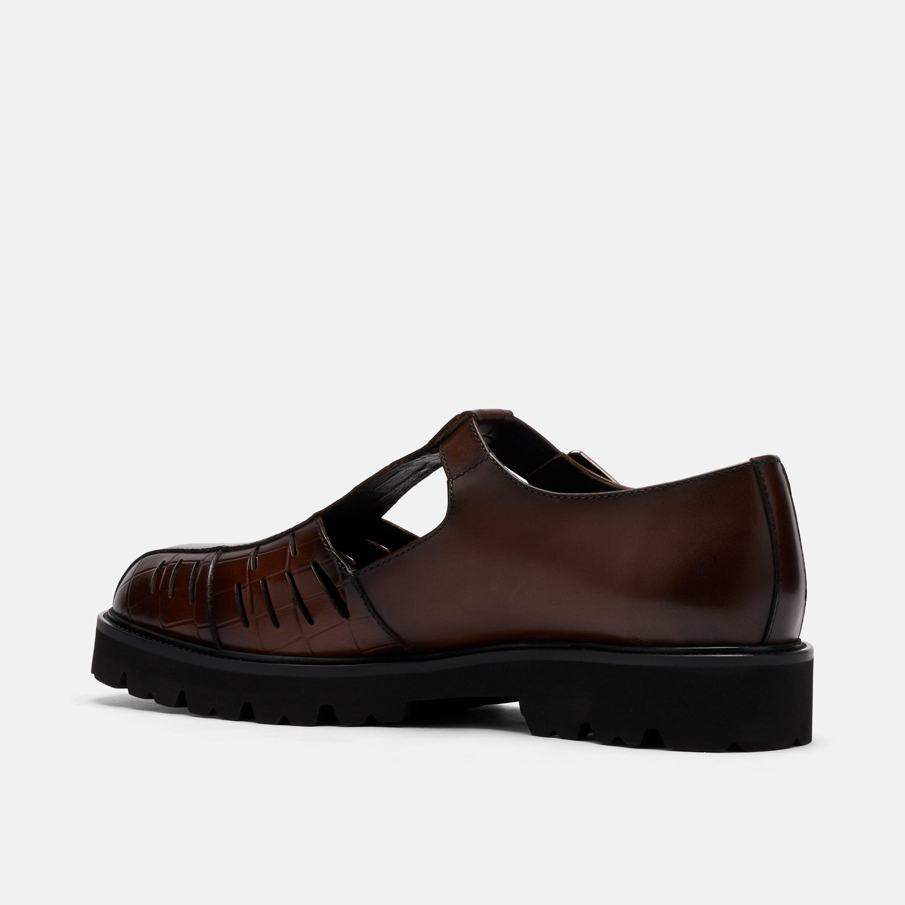 Rocky Brown Leather Lug Mary Jane Shoes