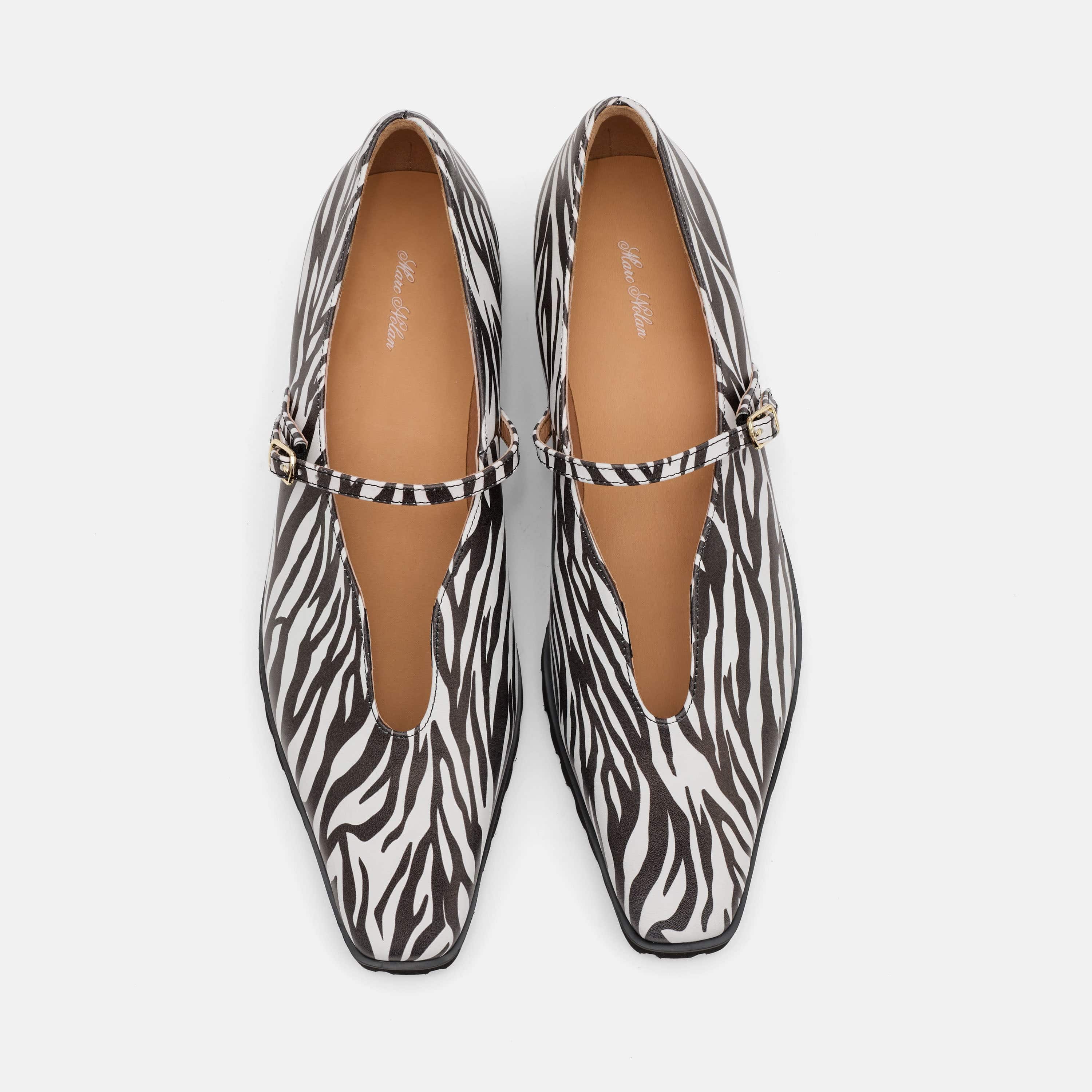 Roxie Zebra Print Leather Lug Mary Janes