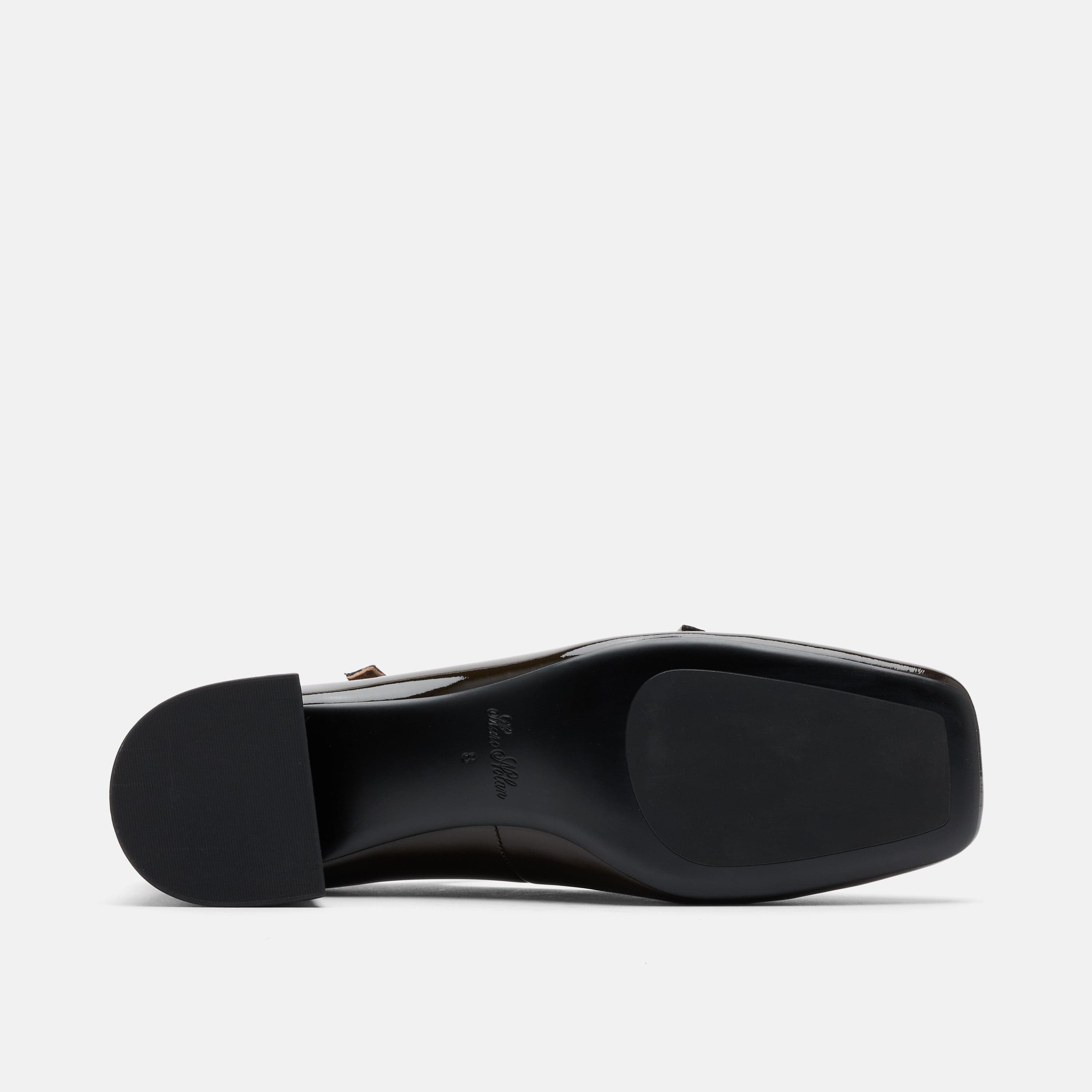 Ruby Dark Green Patent Leather Mary Jane Block Heels