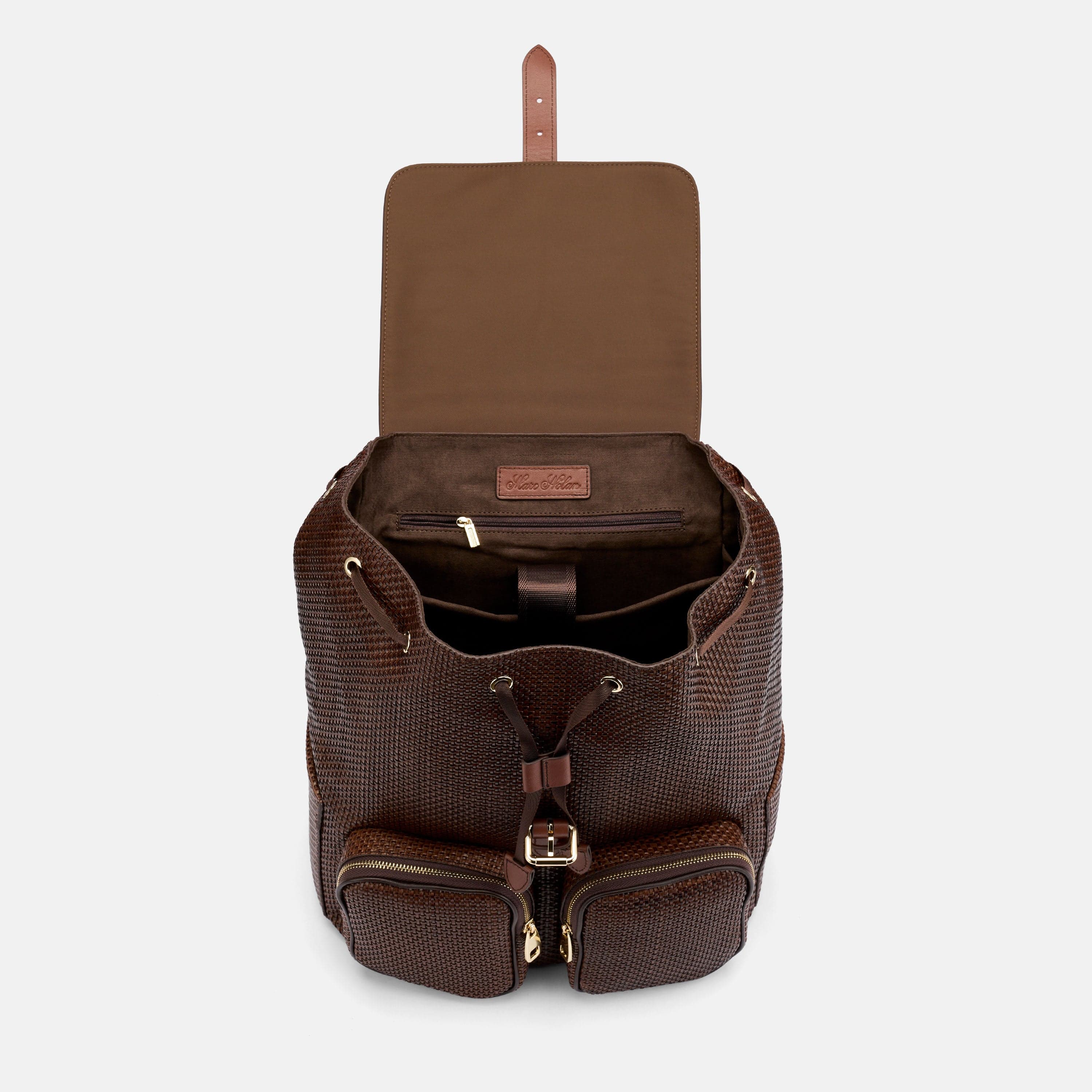 SOHO Woven Cognac Leather Backpack