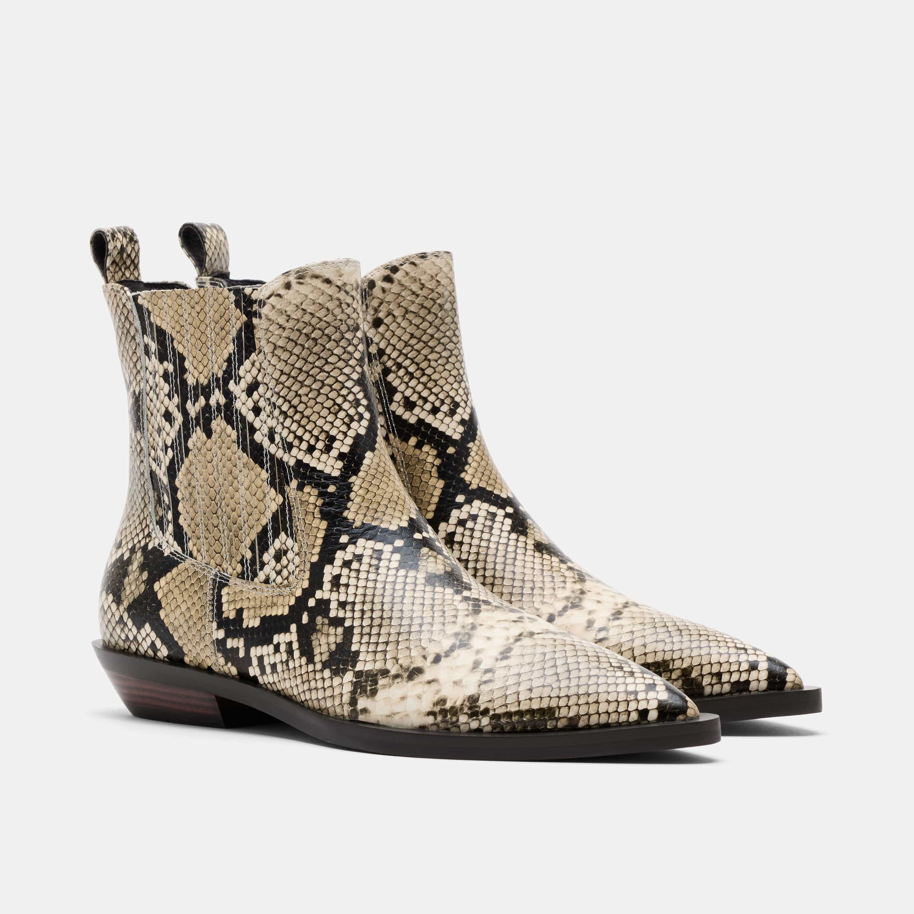 Savannah Natural Python Leather Ankle Boots