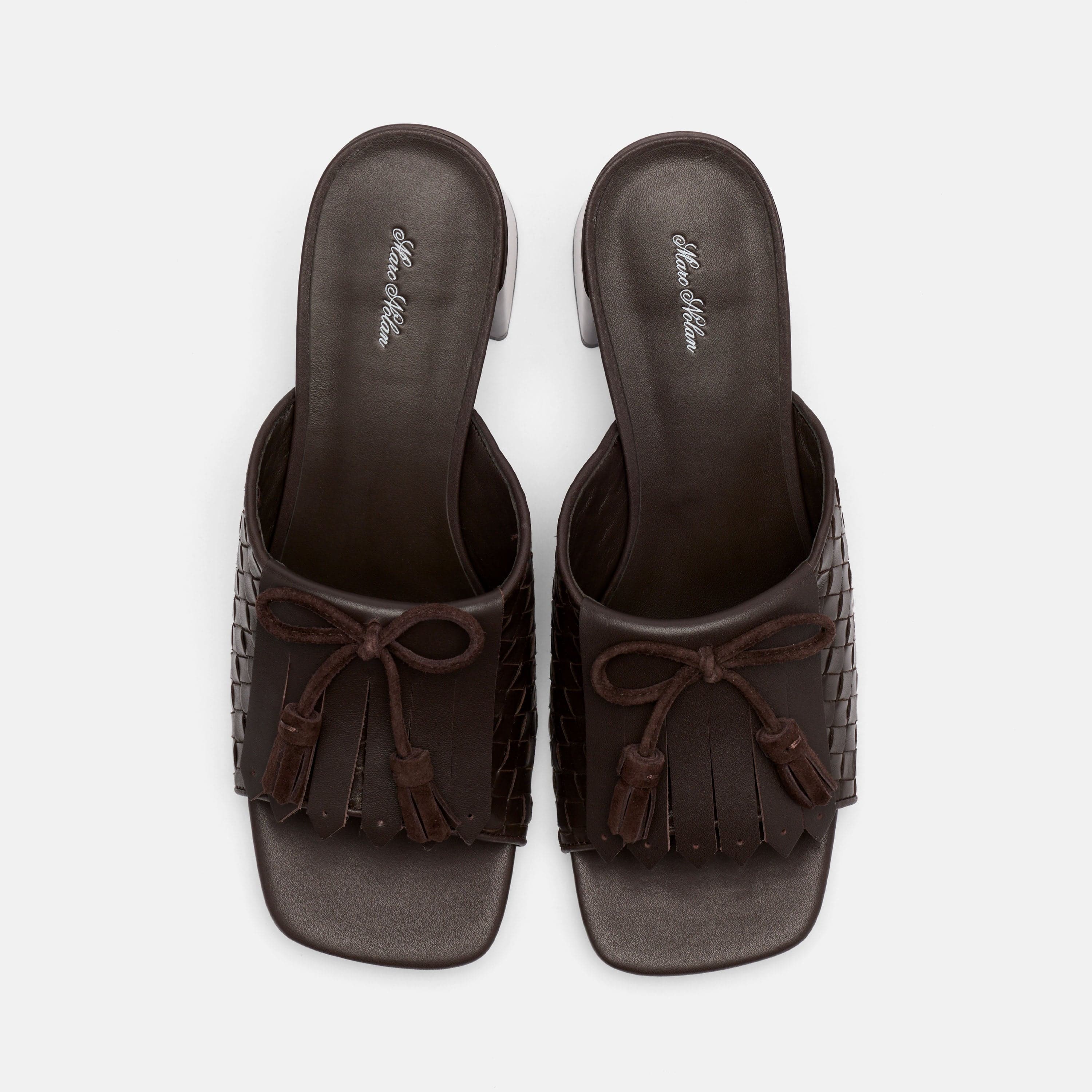 Sienna Espresso Leather Tassel Block Pumps