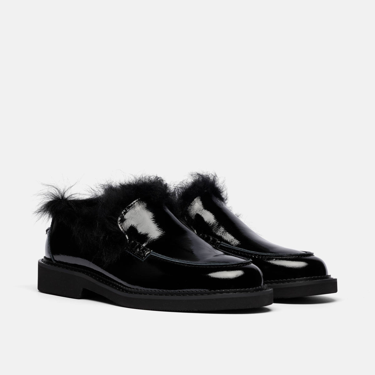 Sinclair Black Patent Fur Loafer