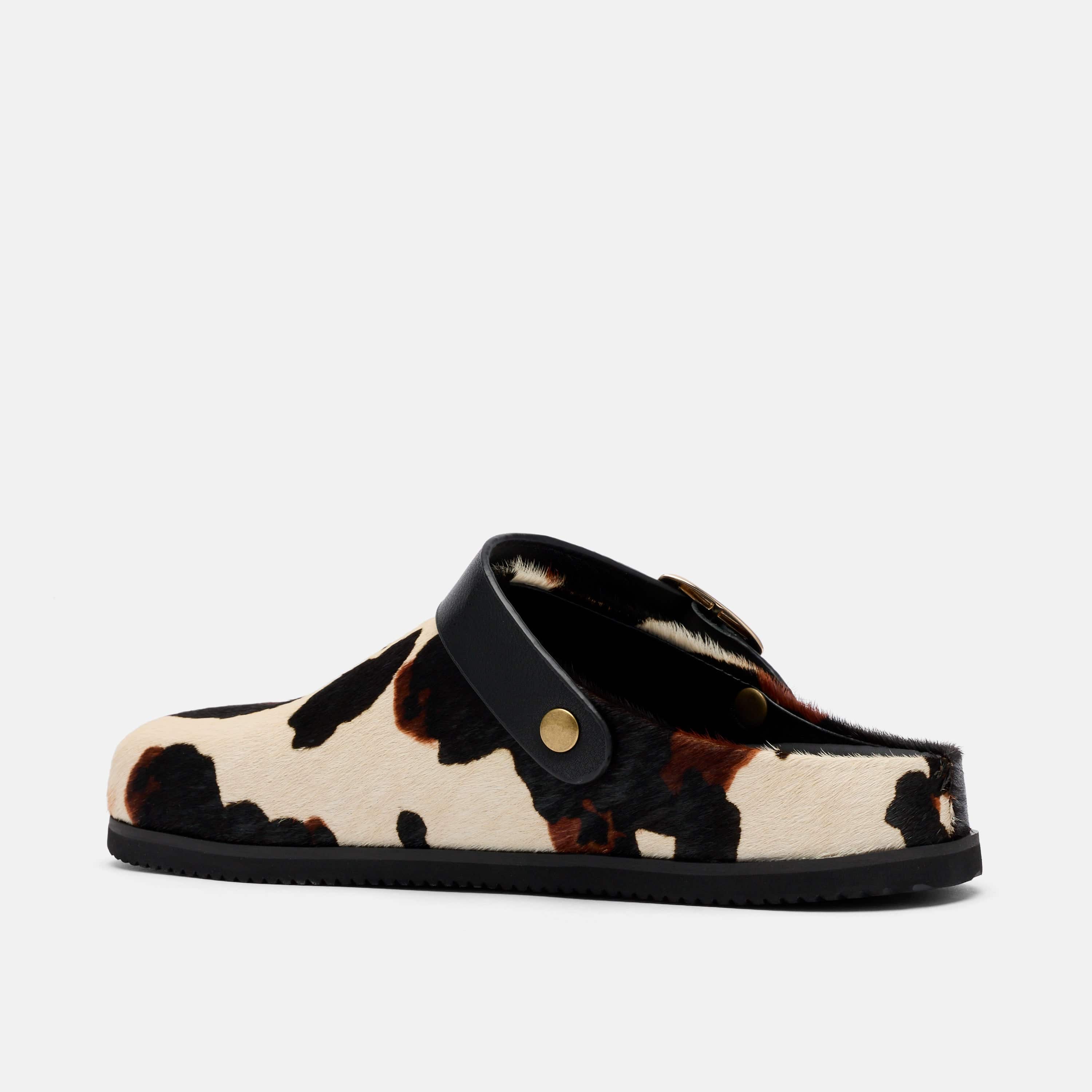 Ms. Solana Cow Print Backstrap Clogs