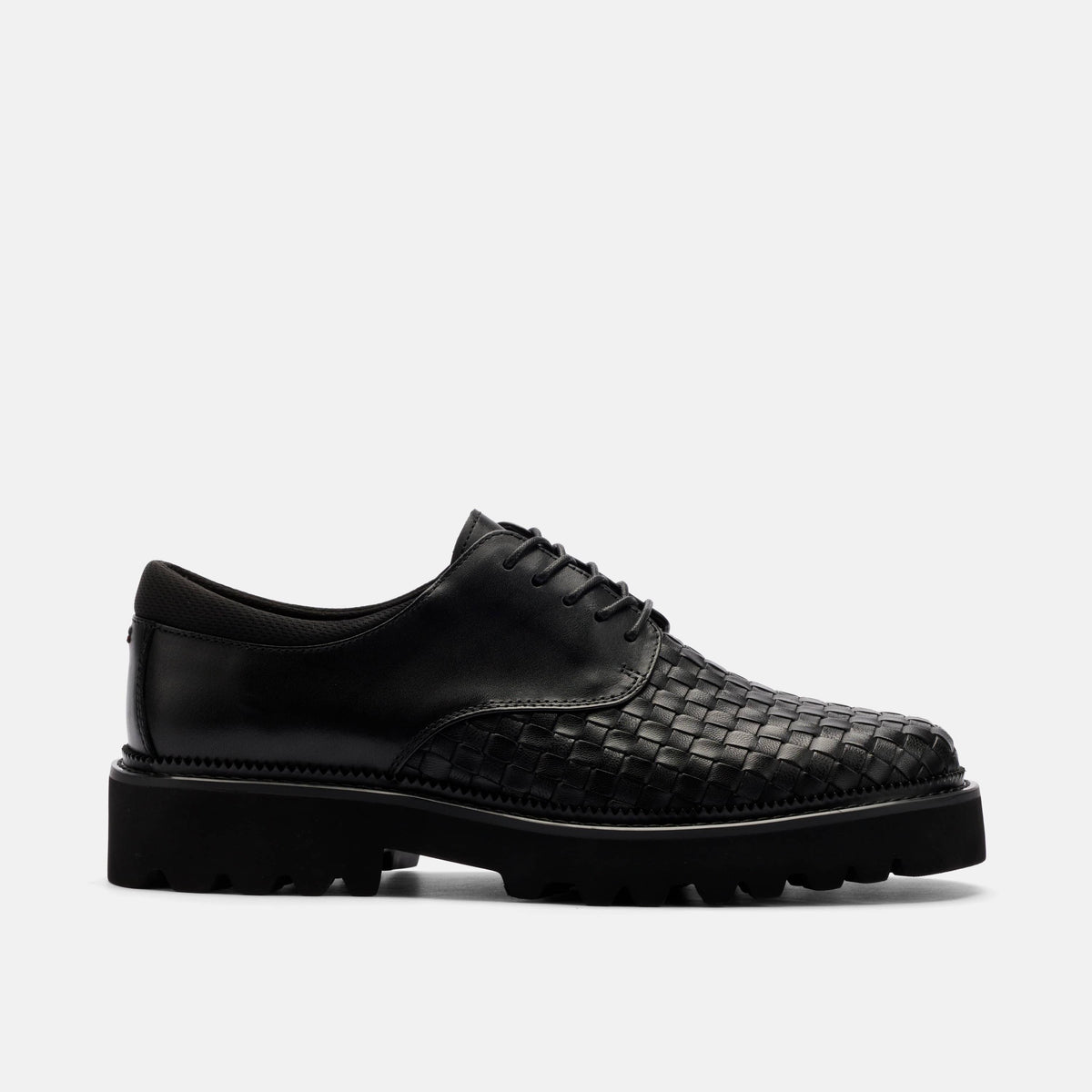 Sterling Black Woven Leather Derby