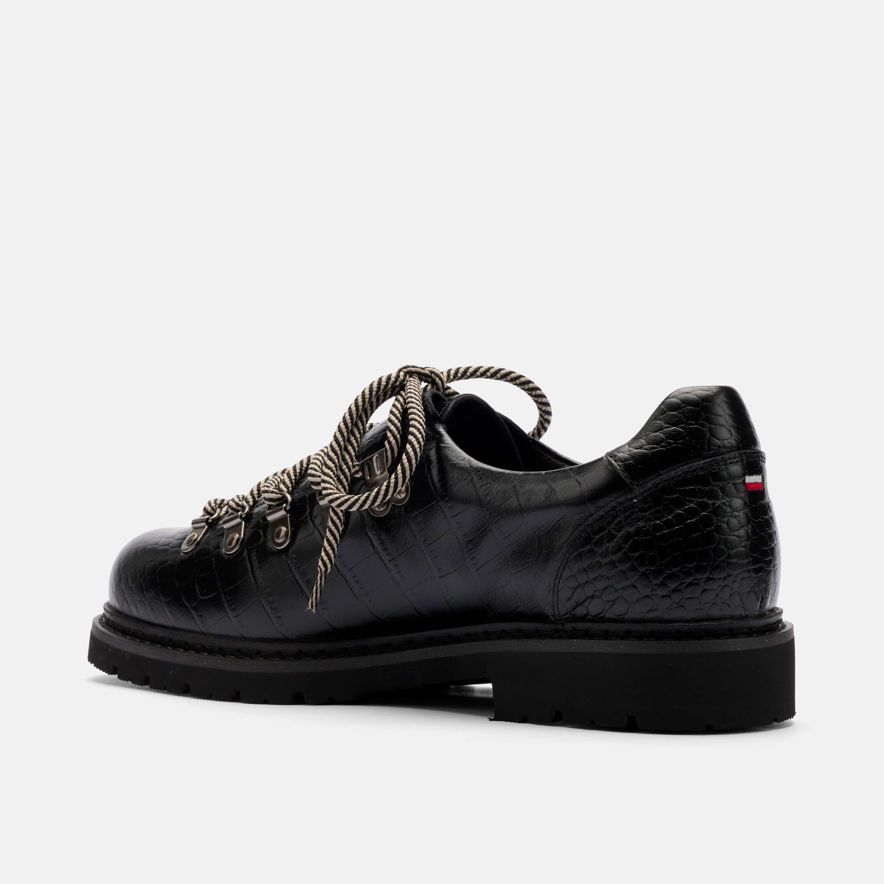 Summit Black Croc Leather Hiker Shoe