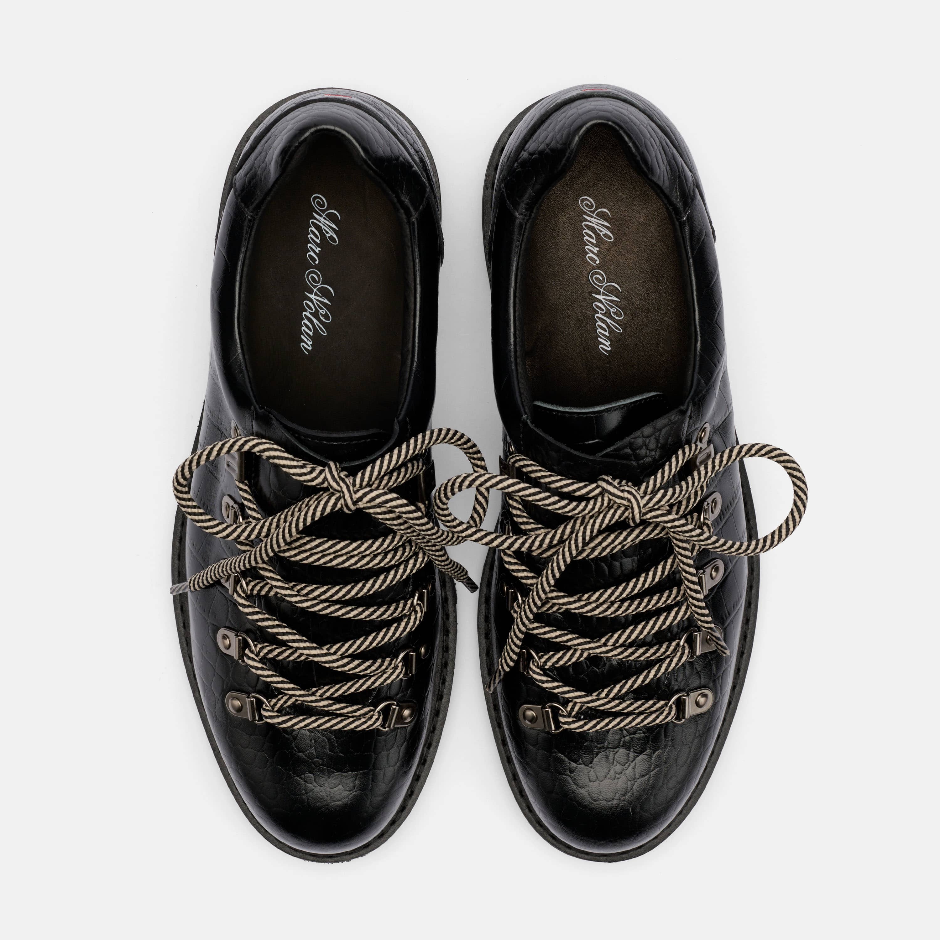 Summit Black Croc Leather Hiker Shoe